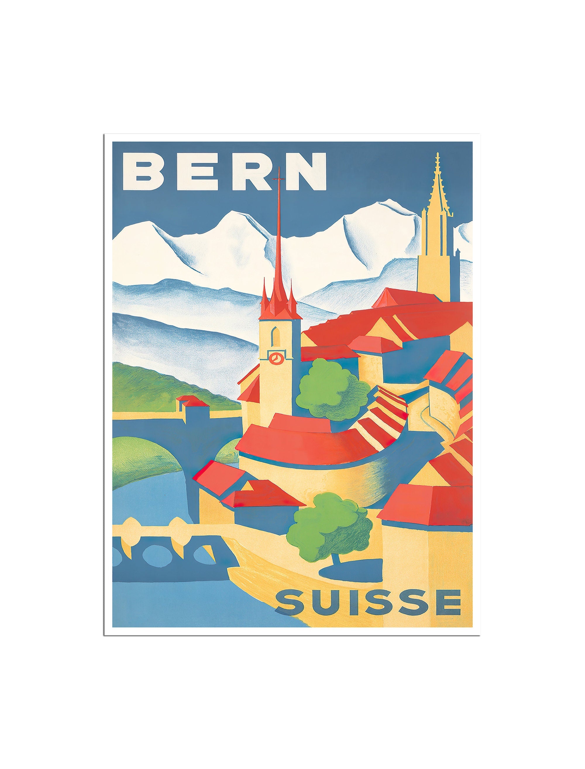 Bern Travel Poster Switzerland Art Swiss Decor Vintage Print (XR4075)