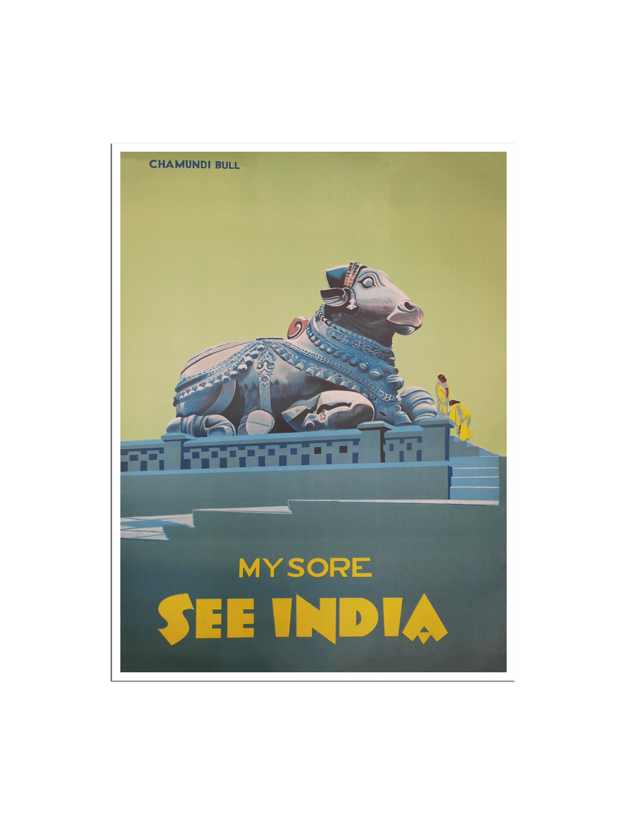 Mysore Poster India Travel Art Retro Sacred Bull Print (XR3198)