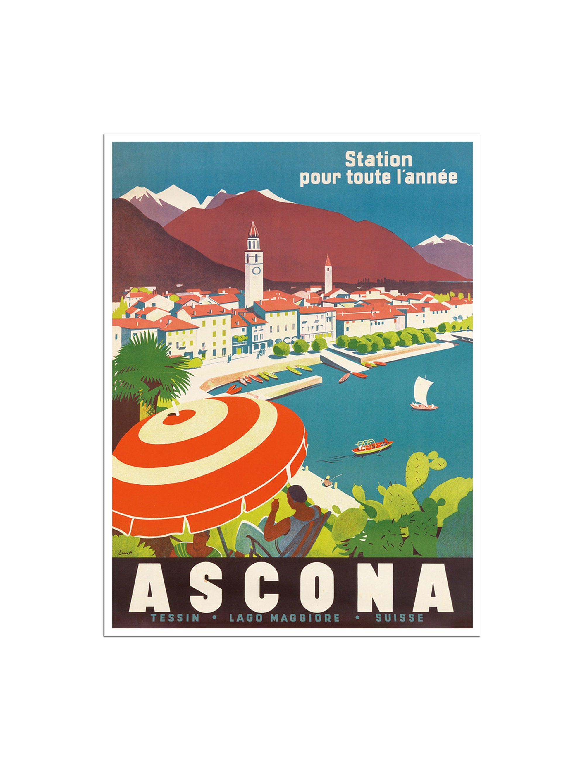 Ascona Travel Poster Switzerland Art Swiss Gift Print (XR3212)