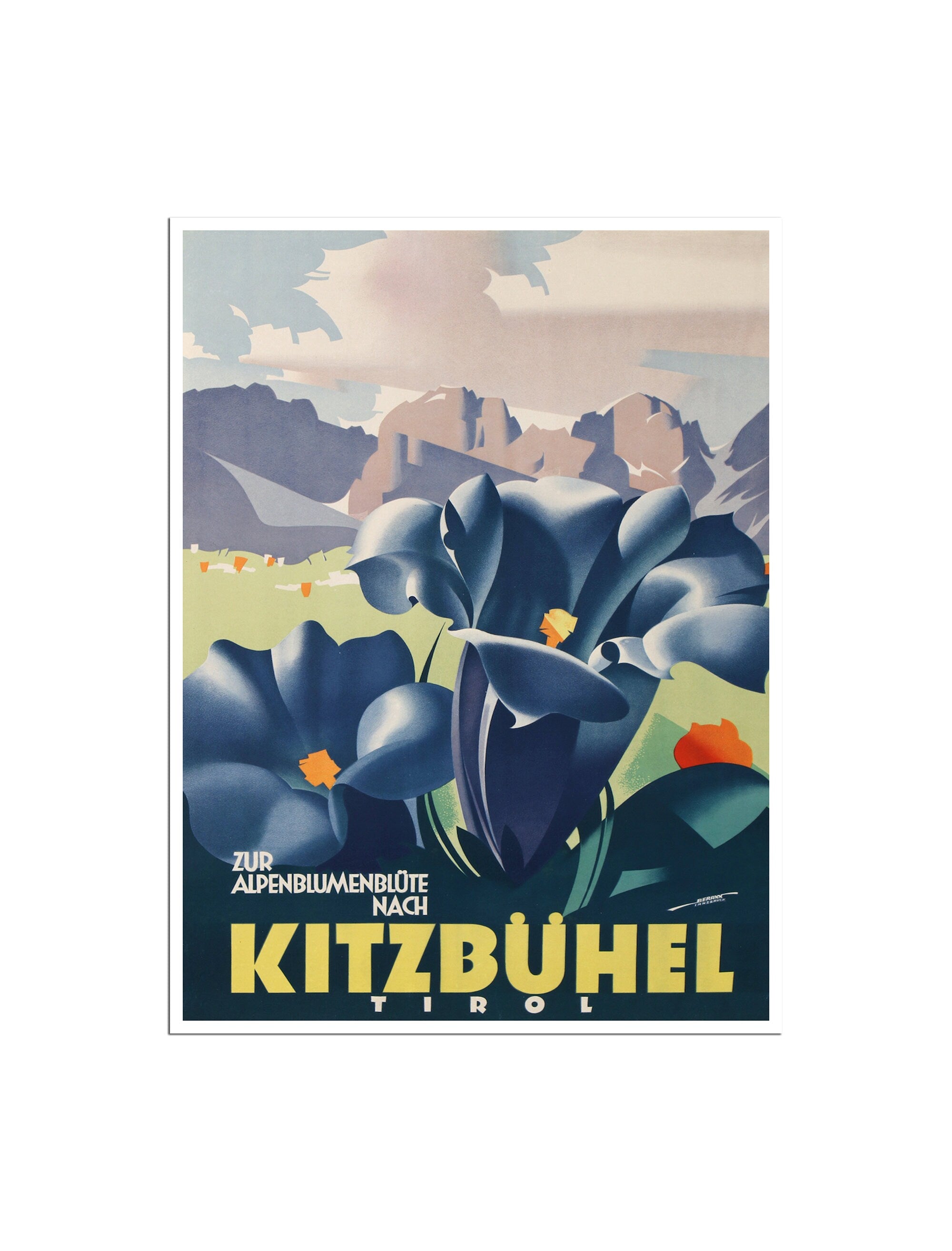 Kitzbühel Art Austria Poster Tyrol Travel Print Vintage Ski Poster (XR3157)