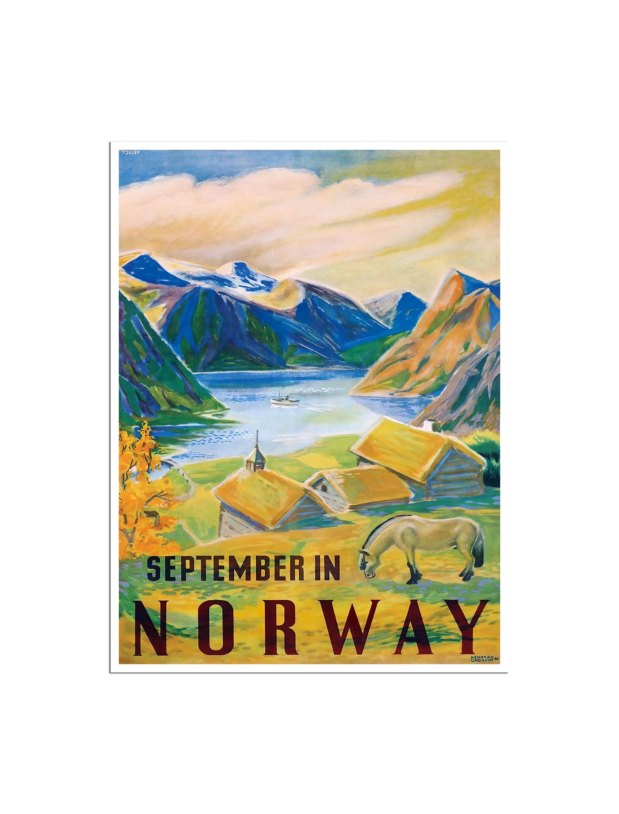 Norway Art Summer In Norway Travel Poster Norwegian Print (XR4832)