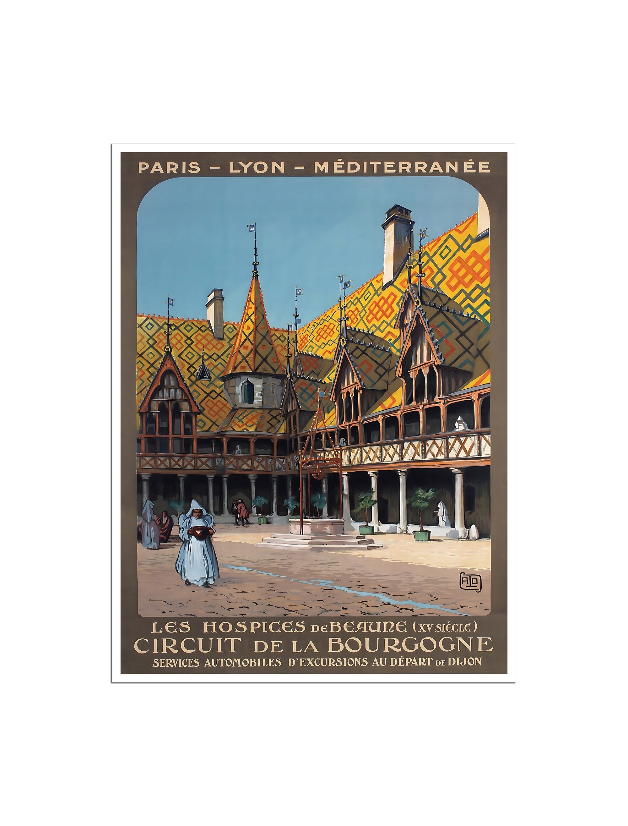 Burgundy Travel Poster Vintage French Art France Print (XR4849)