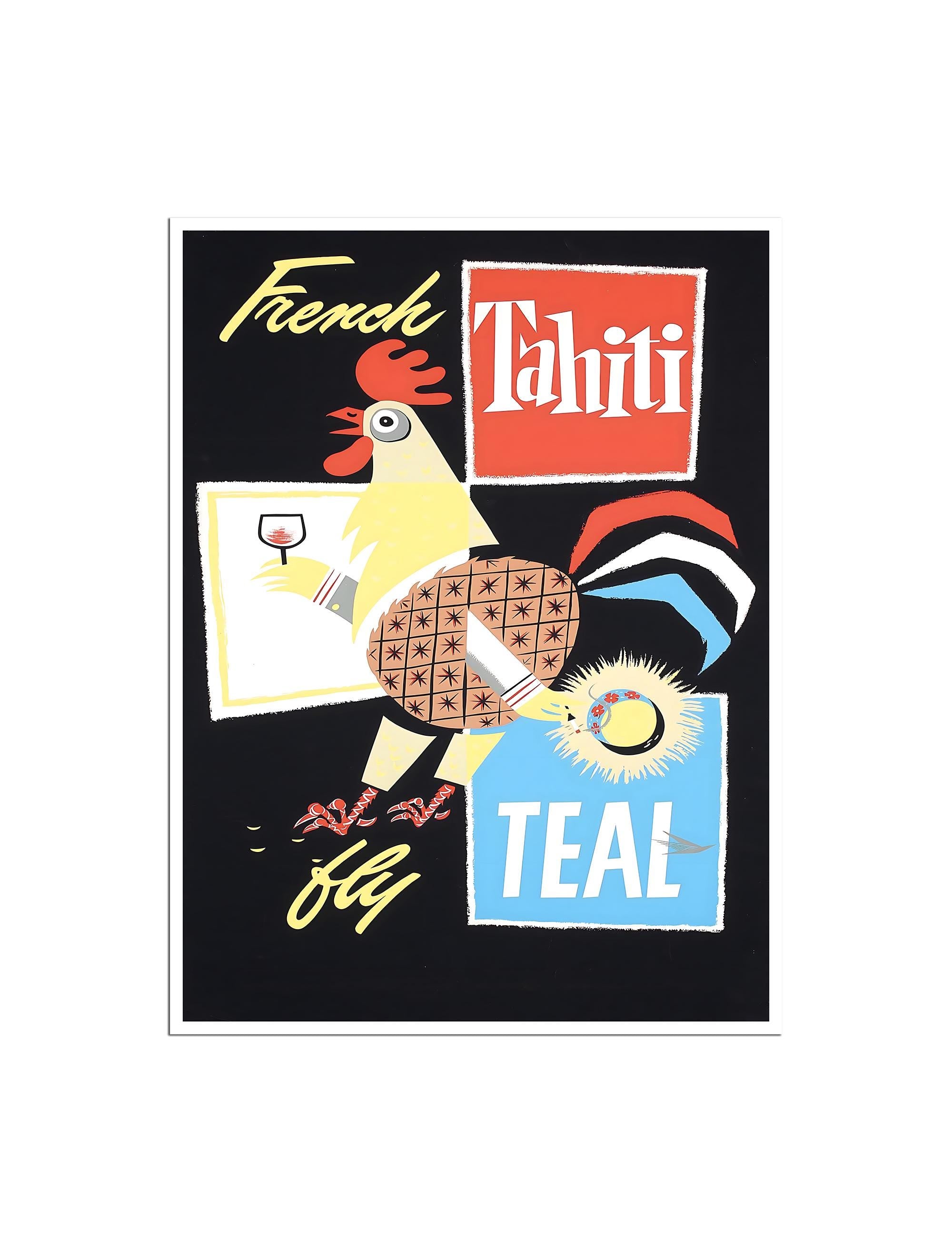 Tahiti Art Rooster Print Vintage Travel Poster (XR4847)