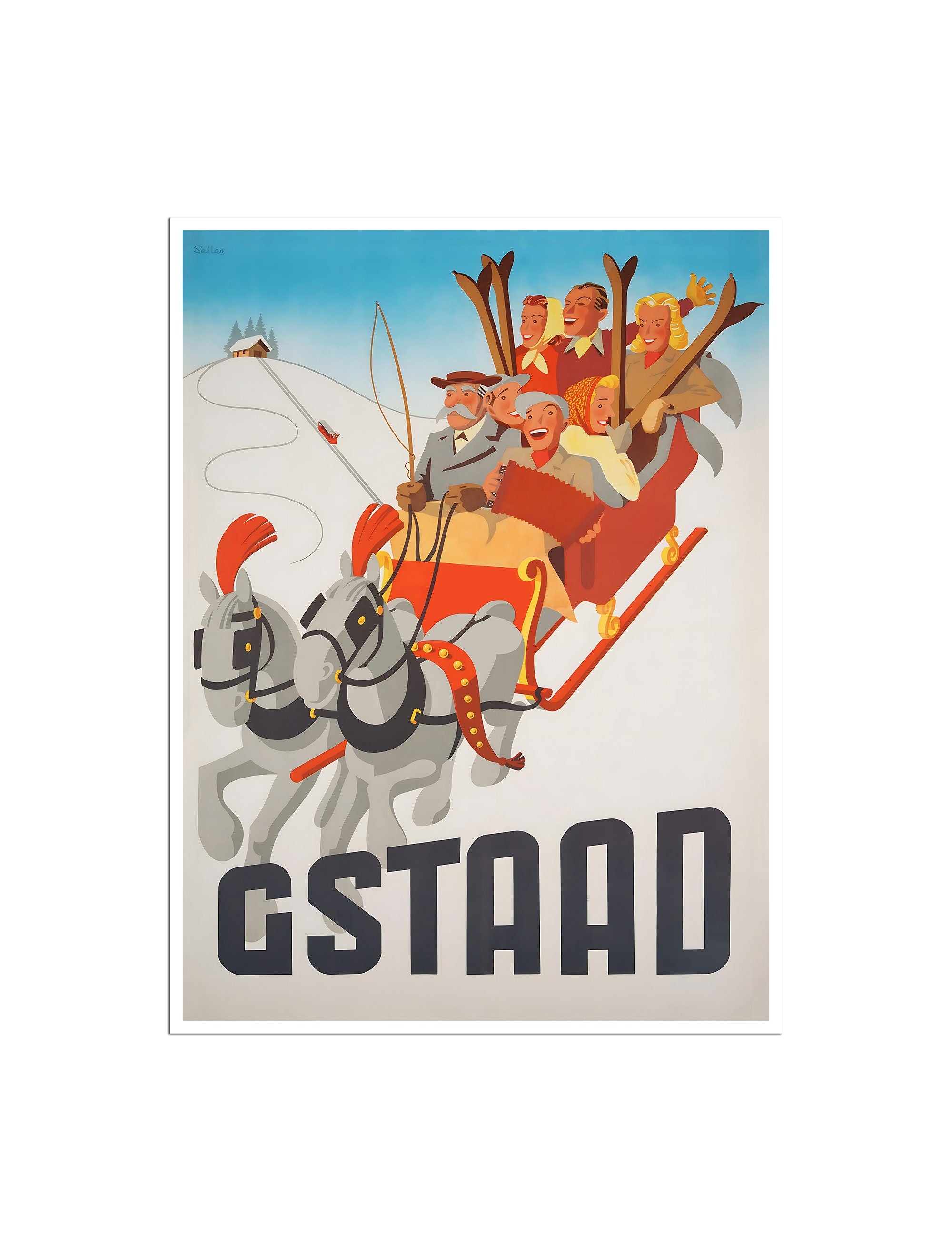 Gstaad Traveler Gift Switzerland Ski Poster Vintage Art Print (XR4850)