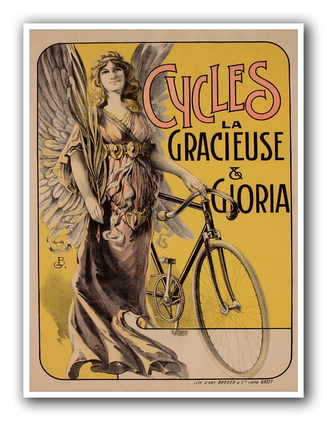 Vintage Bicycling Art Cycling Bike Print Biking Sports Poster (H364)