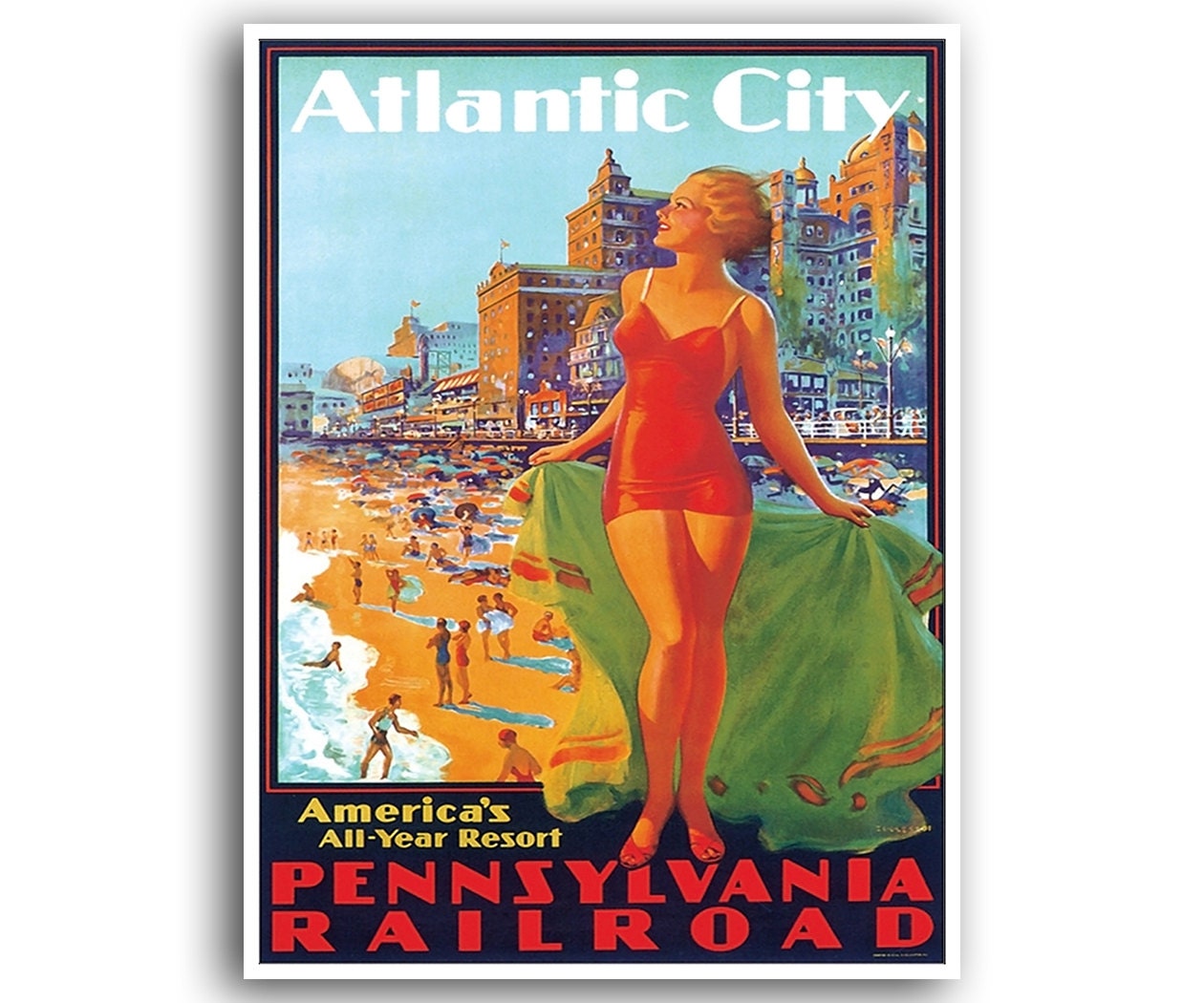 Atlantic City Art New Jersey Travel Poster Vintage Print (XR980)