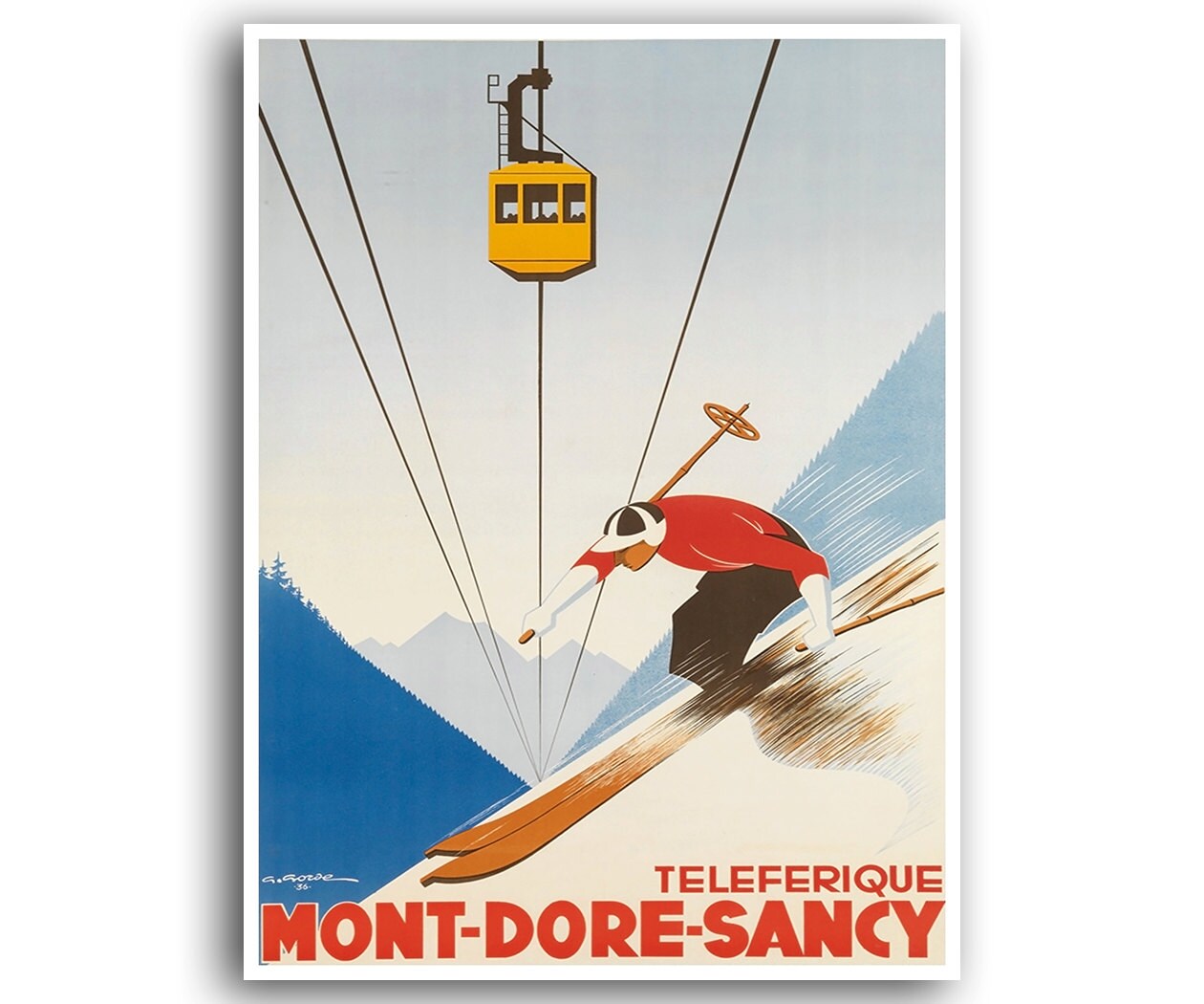 Teleferique Ski Poster Lebanon Travel Art Vintage Print (H404)