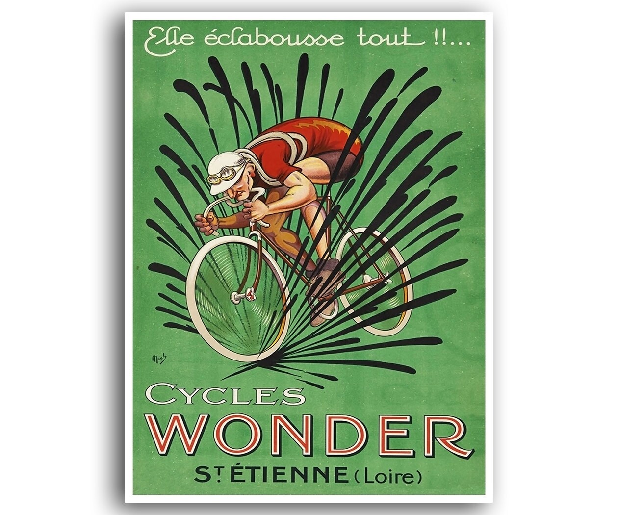 Vintage Bike Print Bicycling Art Cycling Poster (H395)