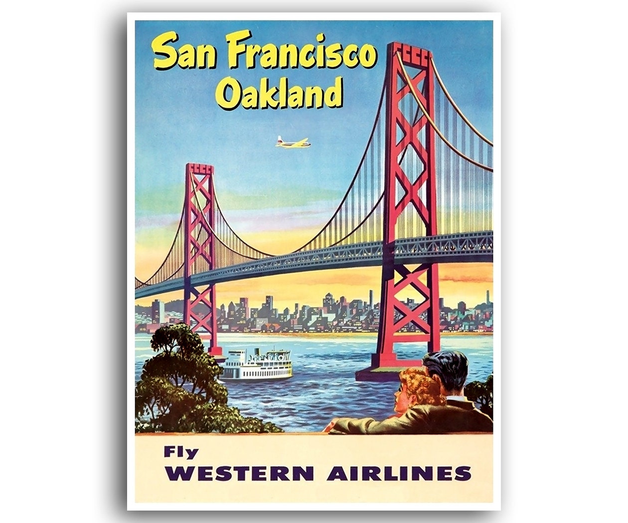 San Francisco Oakland California Travel Poster Vintage Art Print (XR973)