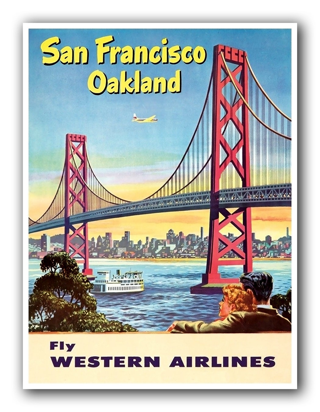 San Francisco Oakland California Travel Poster Vintage Art Print (XR973)