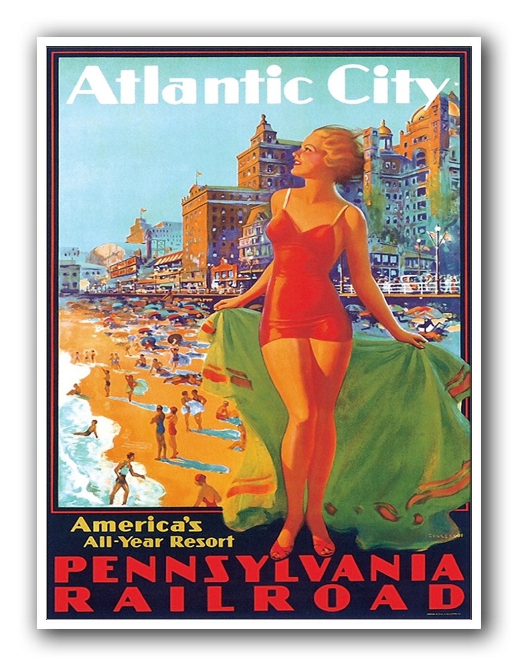 Atlantic City Art New Jersey Travel Poster Vintage Print (XR980)