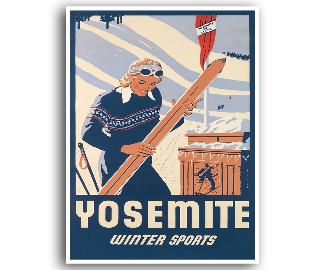 Yosemite Ski Poster Travel Art Vintage Print (H405)