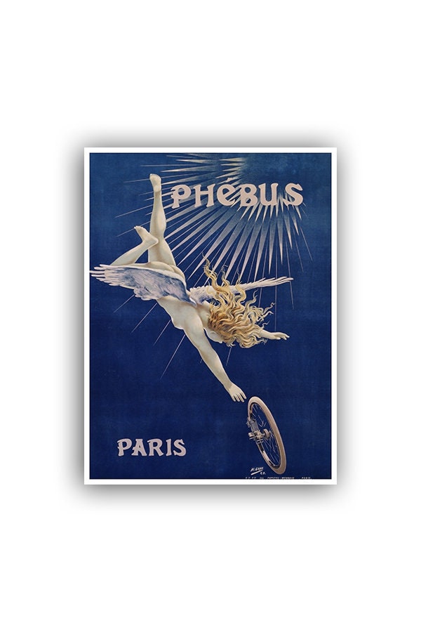 Vintage Paris France Bike Poster Art Bicycling Decor Cycling Print (H422)