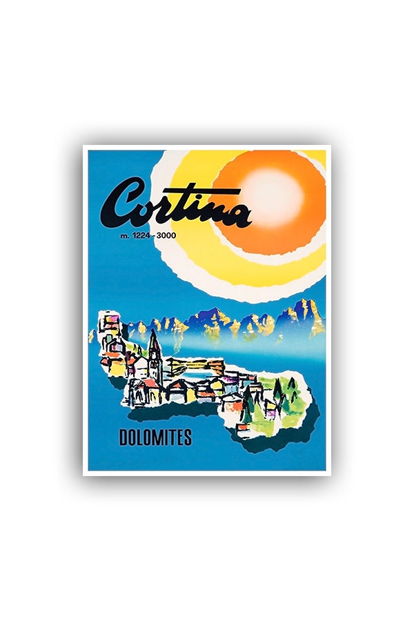Italy Travel Poster Art Cortina Dolomites Tourism Print (XR1063)