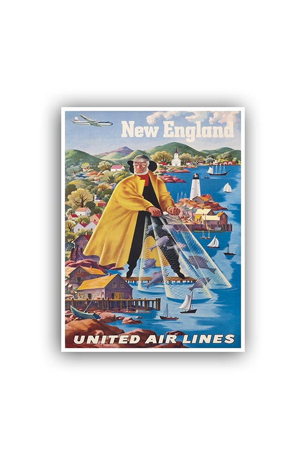 Travel Poster New England Vintage Art Print (XR1167)