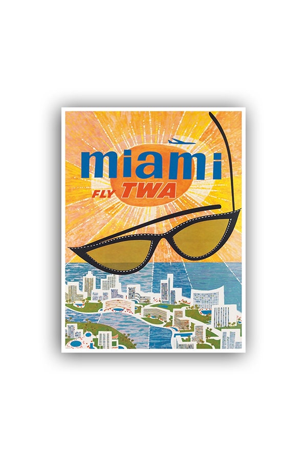 Florida Art Wall Decor Miami Retro Travel Poster  (ZT1530)