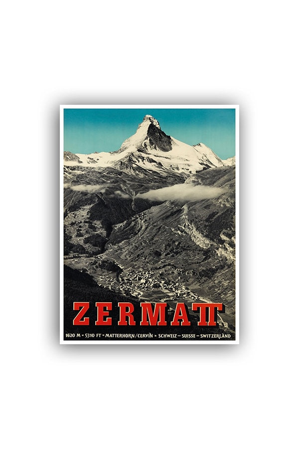 Retro Travel Poster Art Zermatt Switzerland Sports Home Decor Vintage Print (H446)