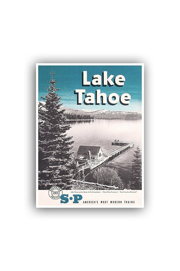 Lake Tahoe Travel Poster Hiking Art Nature Print (H467)
