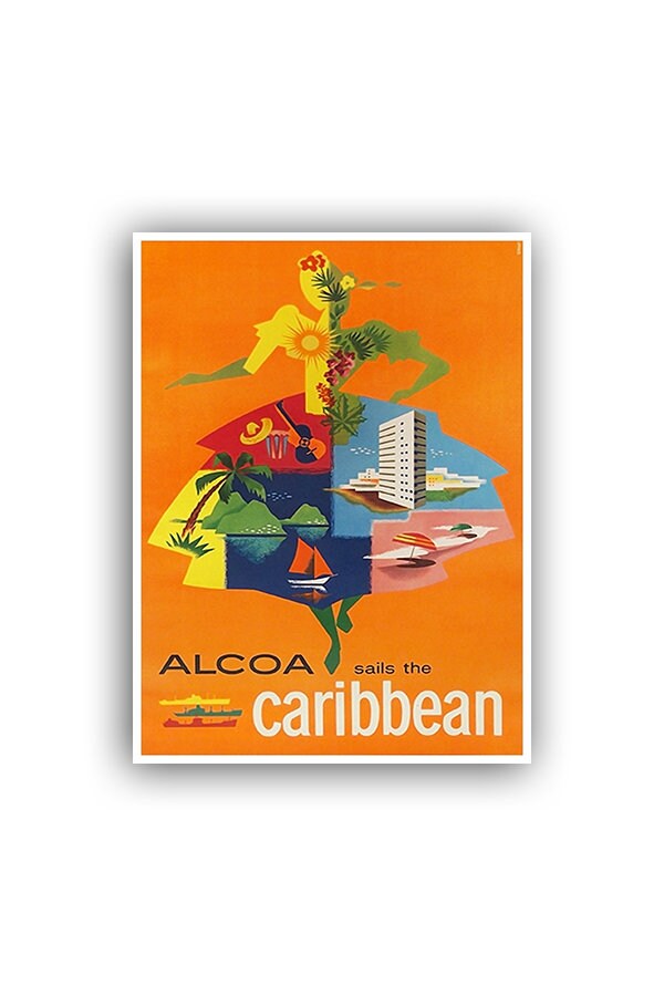 Caribbean Vintage Travel Poster Wall Art Print (XR1561)