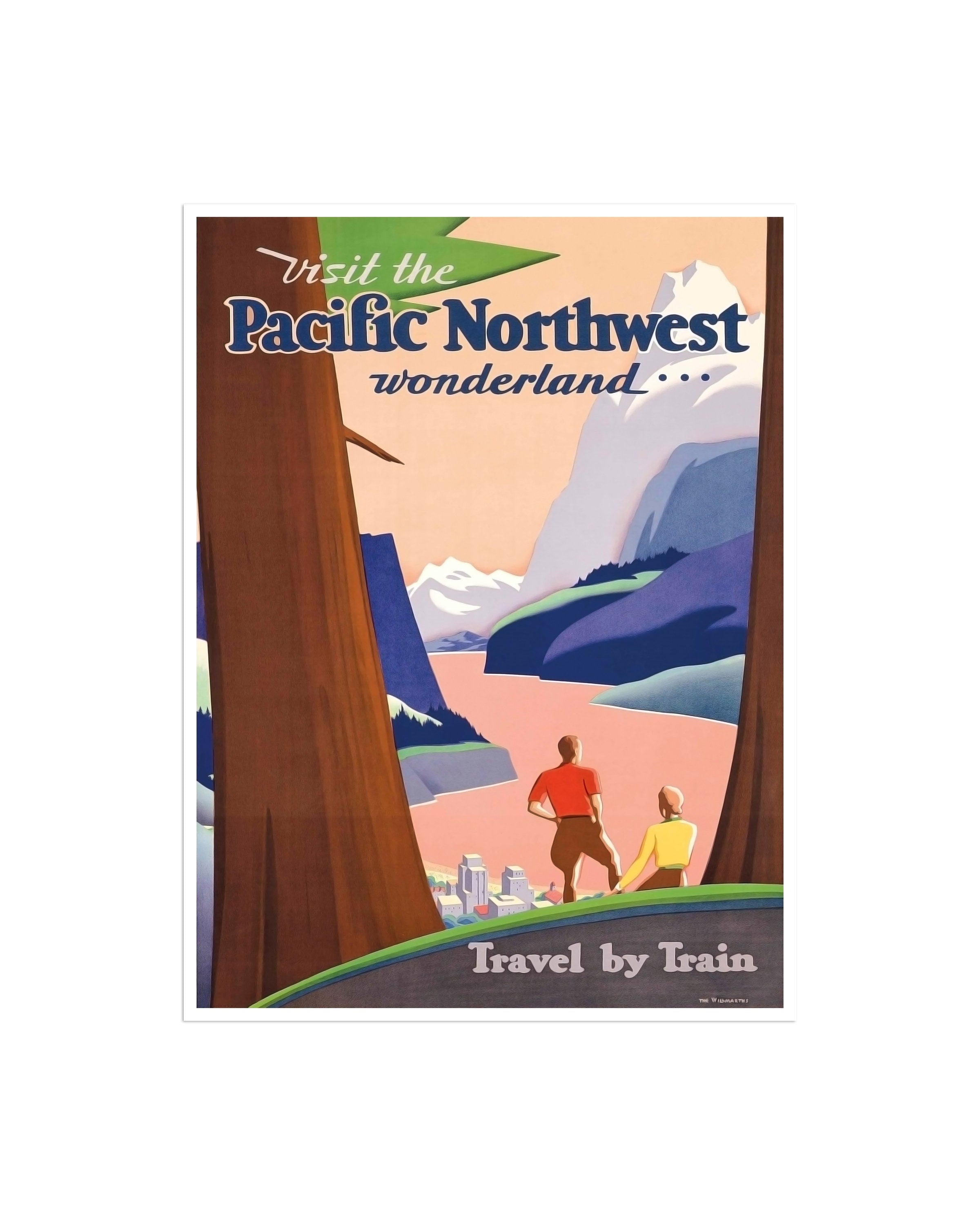 Travel Poster Oregon Washington Idaho Retro Art Hiking Decor Print (H530)
