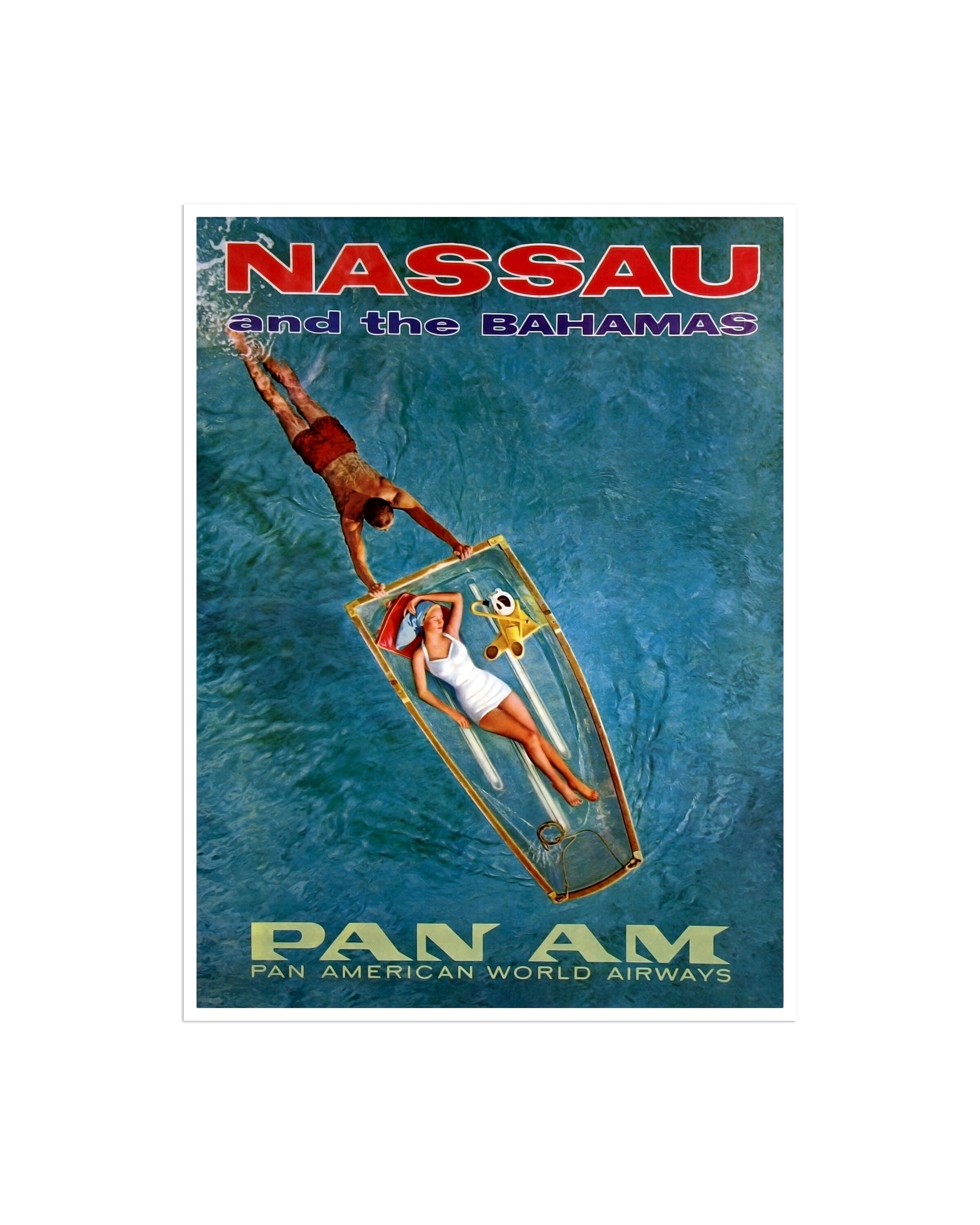 Vintage Nassau Bahamas Travel Poster Decor Surfing Art Retro Decor Print (H522)