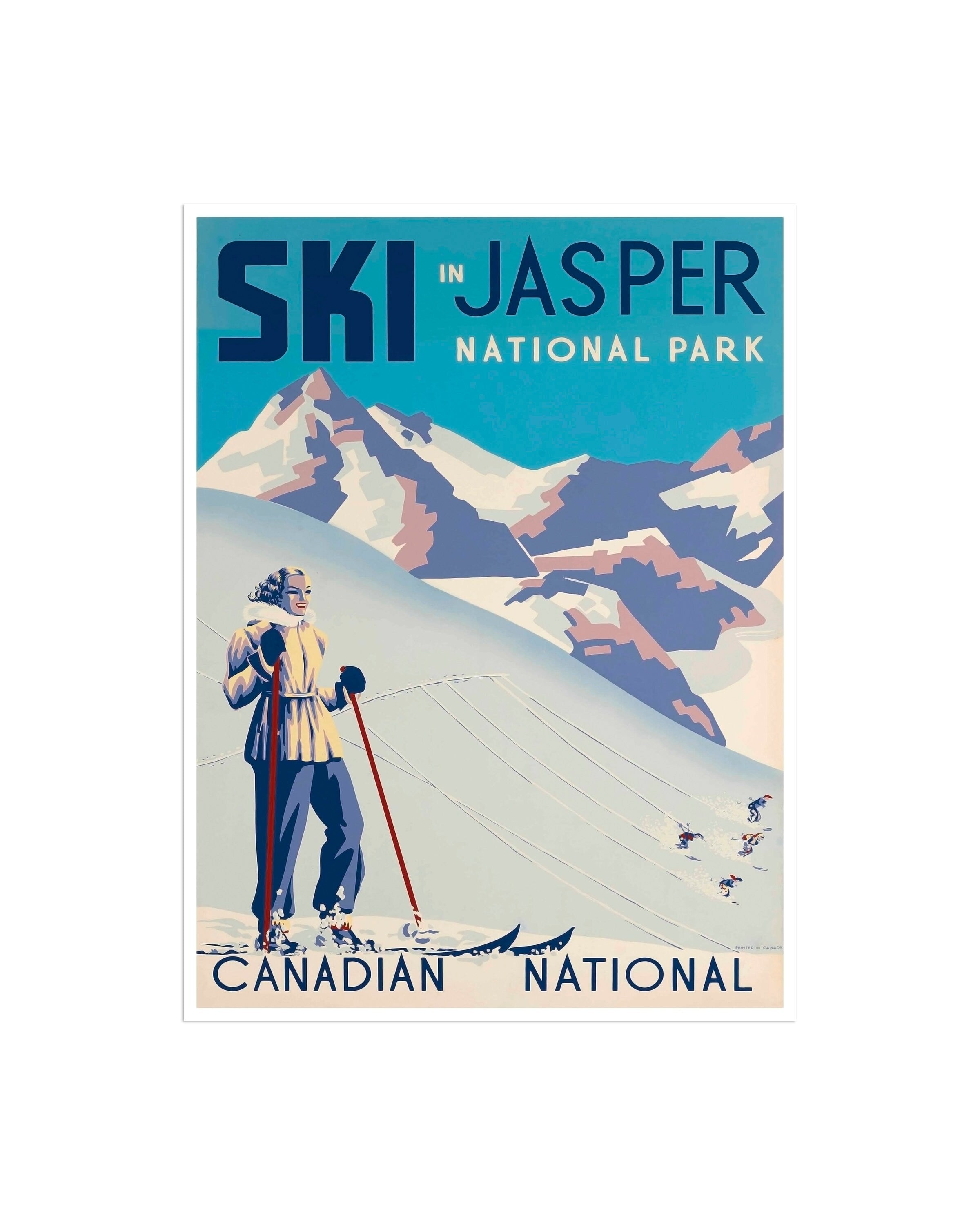 Jasper National Park Skiing Sports Art Canada Travel Poster Vintage Ski Print (H563)
