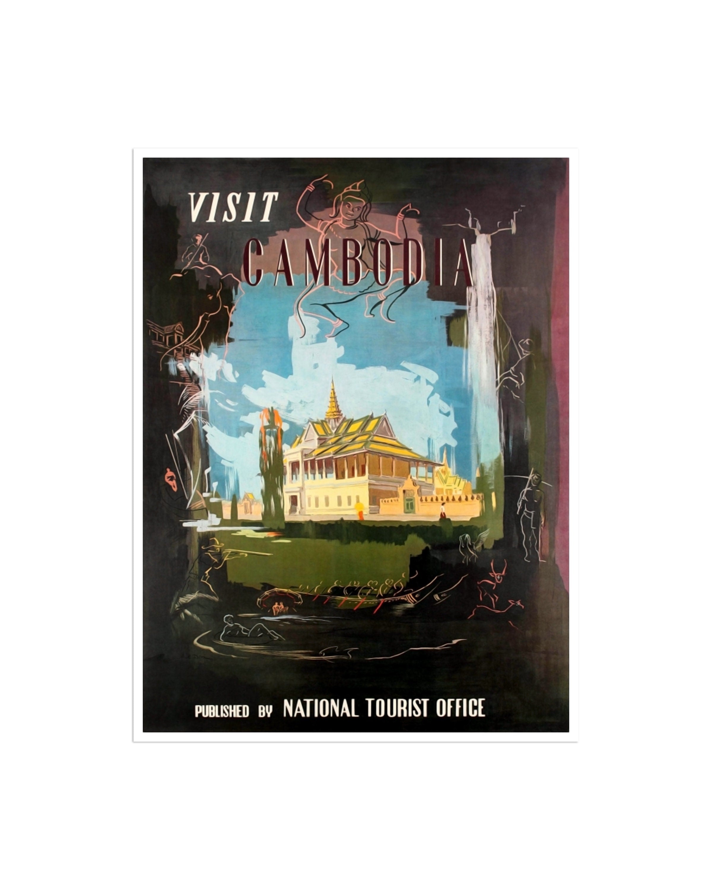 Cambodia Travel Poster Asian Art Print Home Decor (XR1913)