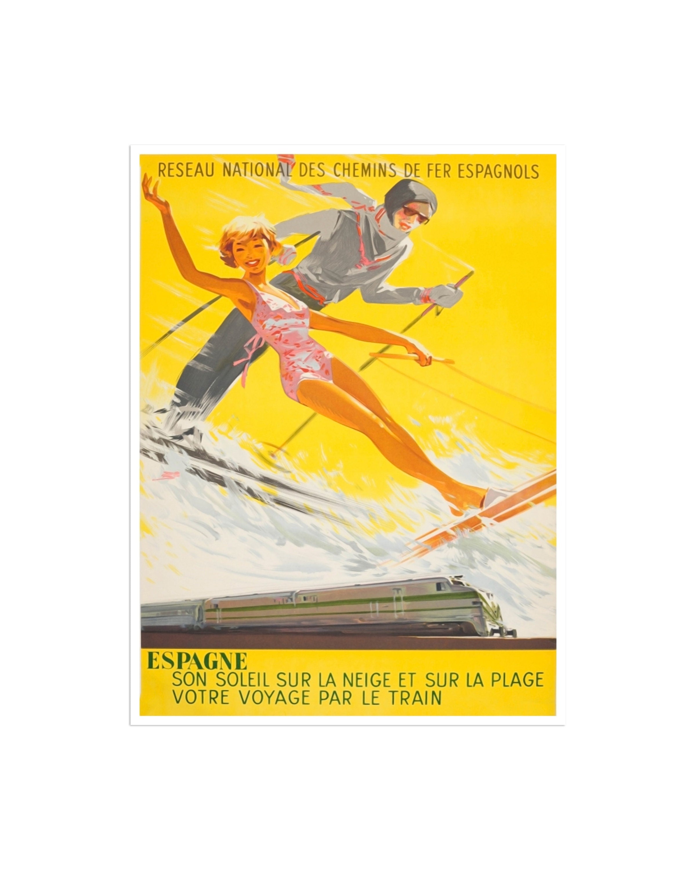Spain Skiing Sports Art Spanish Travel Poster Vintage Ski Print (H575)
