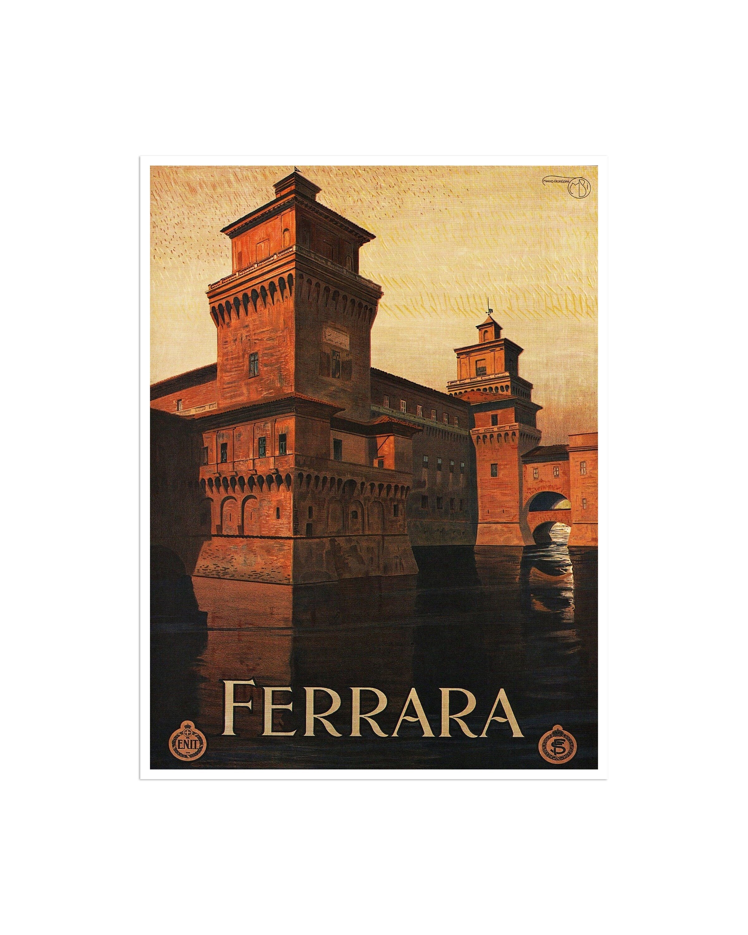 Art Italian Travel Poster Ferrara Italy Vintage Print (ZT169)