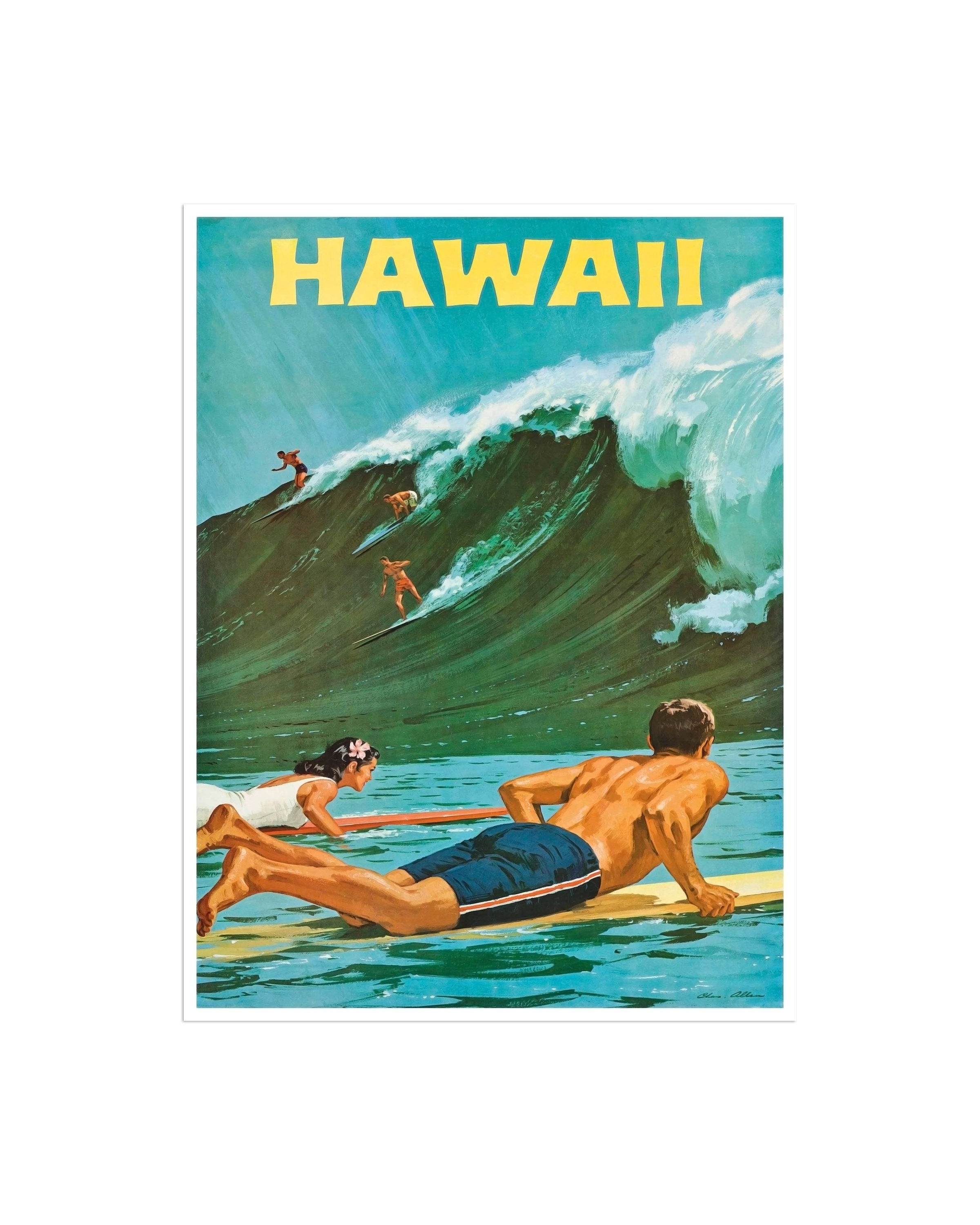 Vintage Hawaii Travel Poster Decor Surfing Art Retro Decor Print (H536)