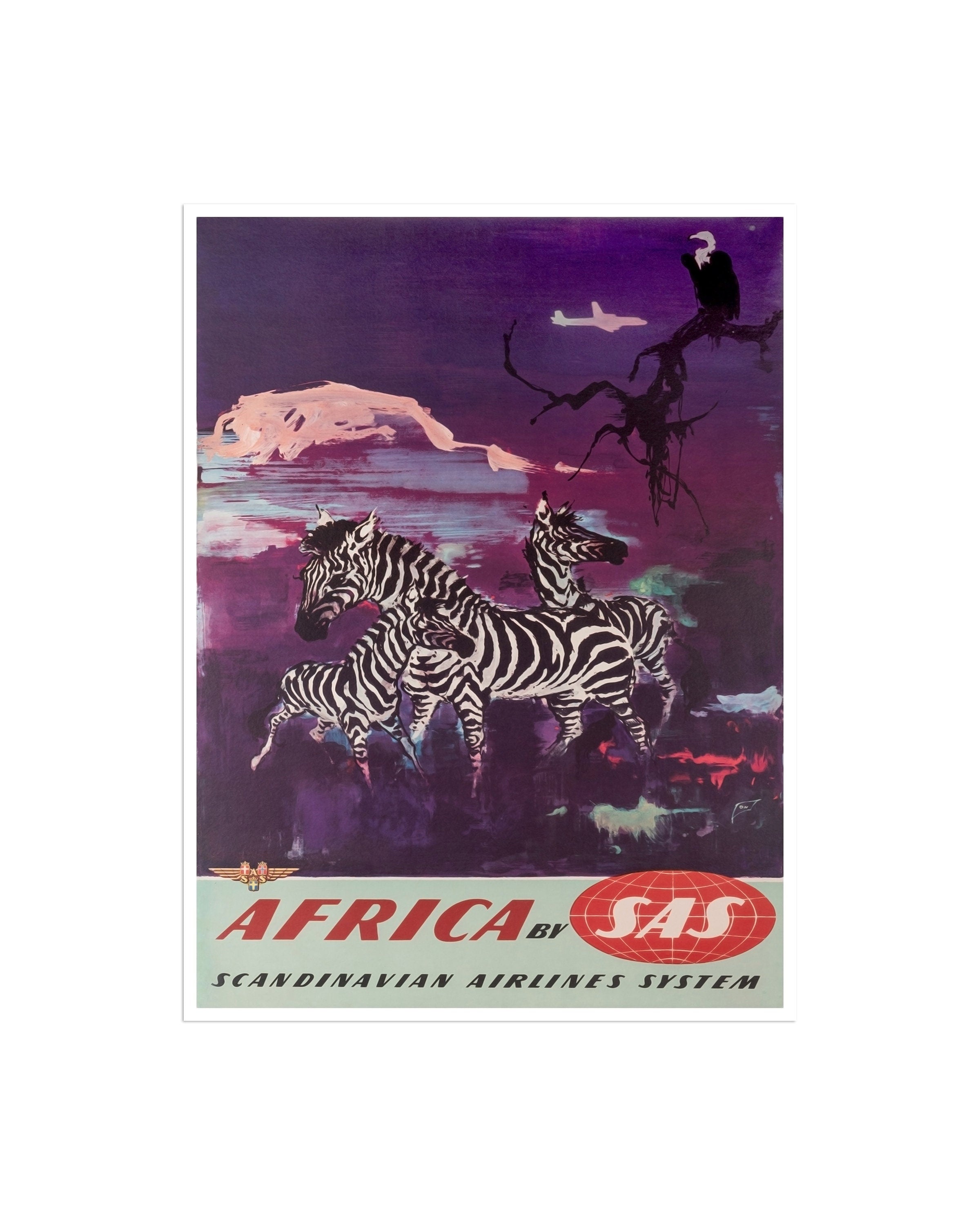 Scandinavian Air Lines Africa Travel Poster