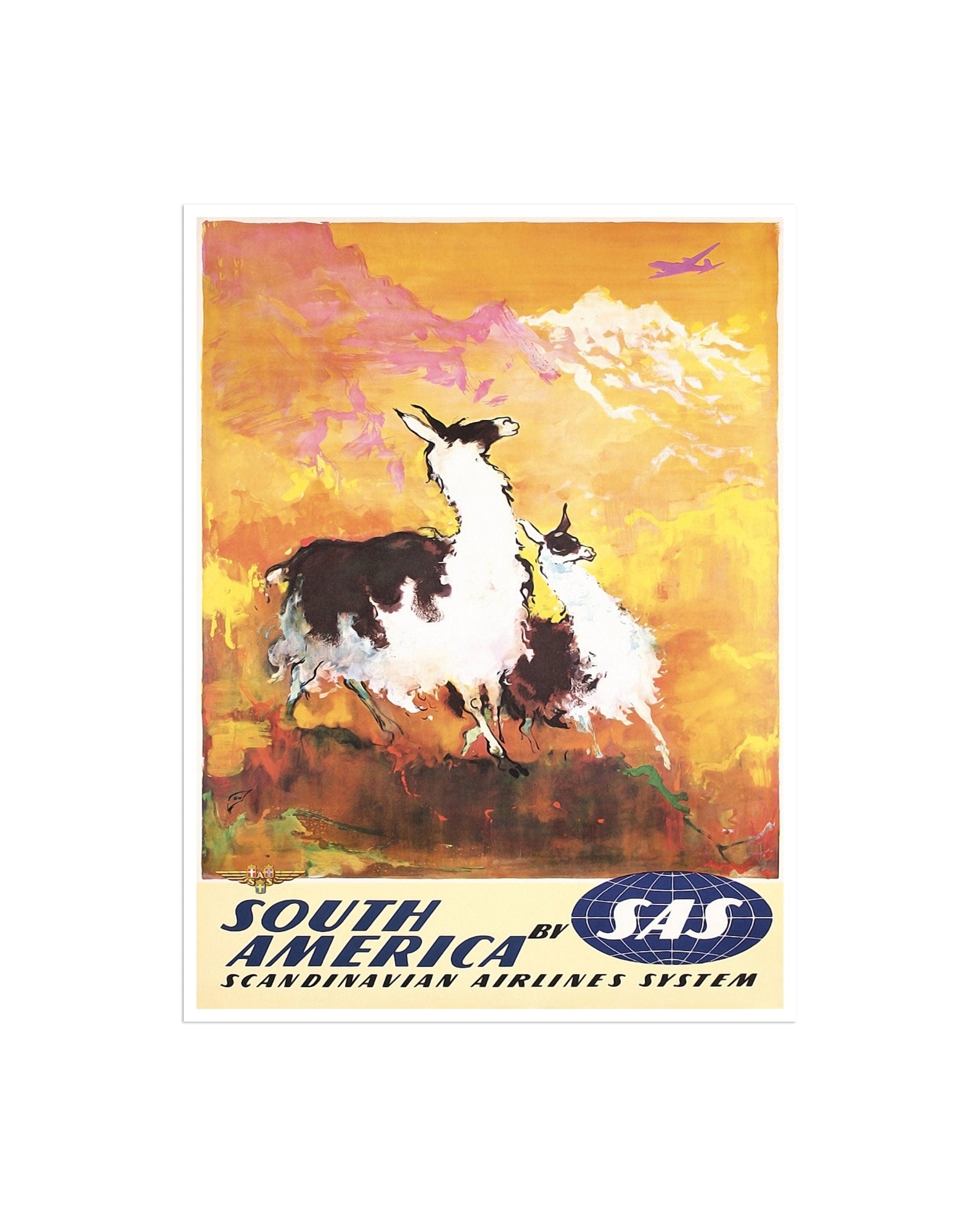South America Travel Poster Llama Art Print Retro (XR1895)