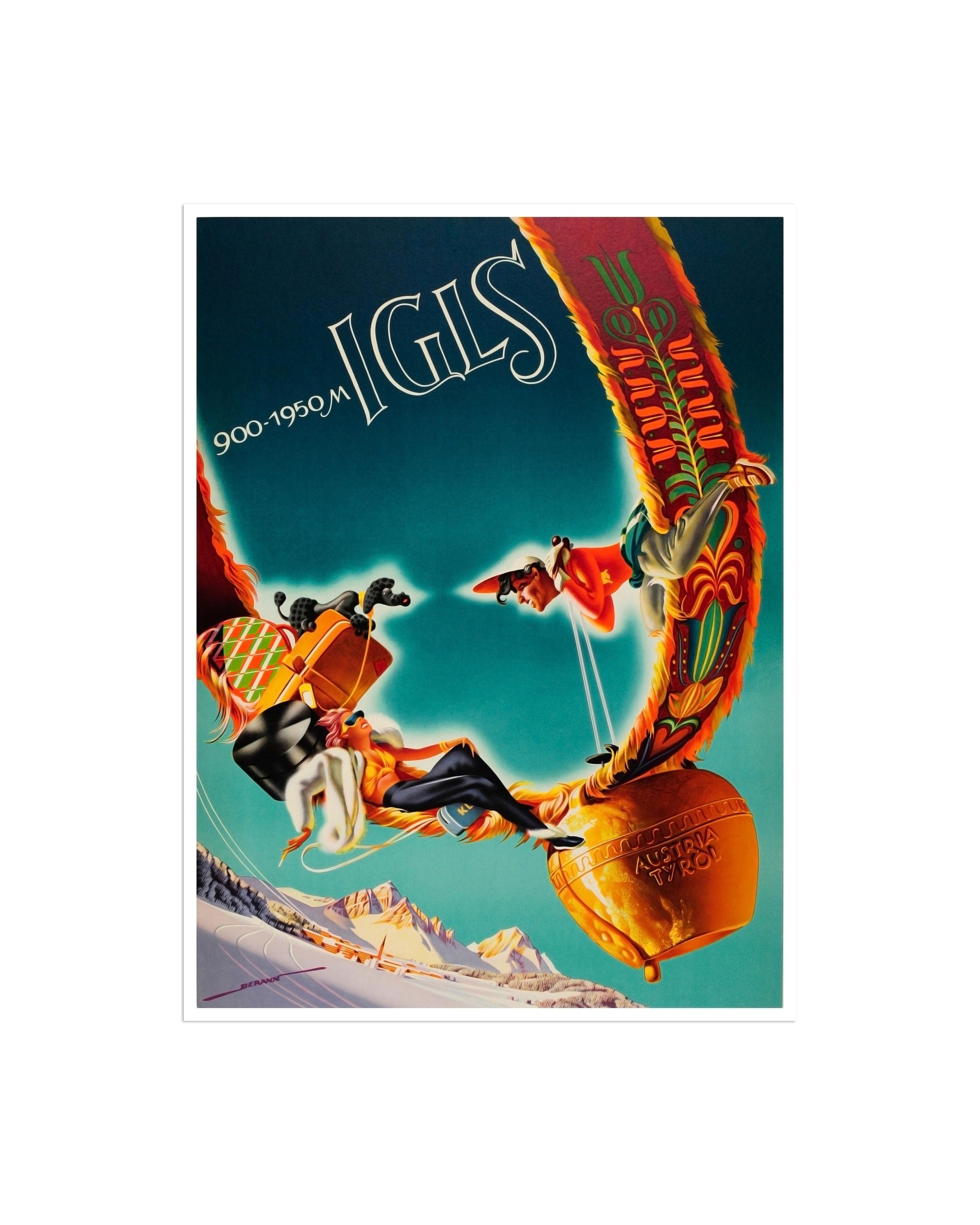 Austria Travel Poster Tyrol Ski Poster Sports Retro Igls Art Vintage Print (H591)