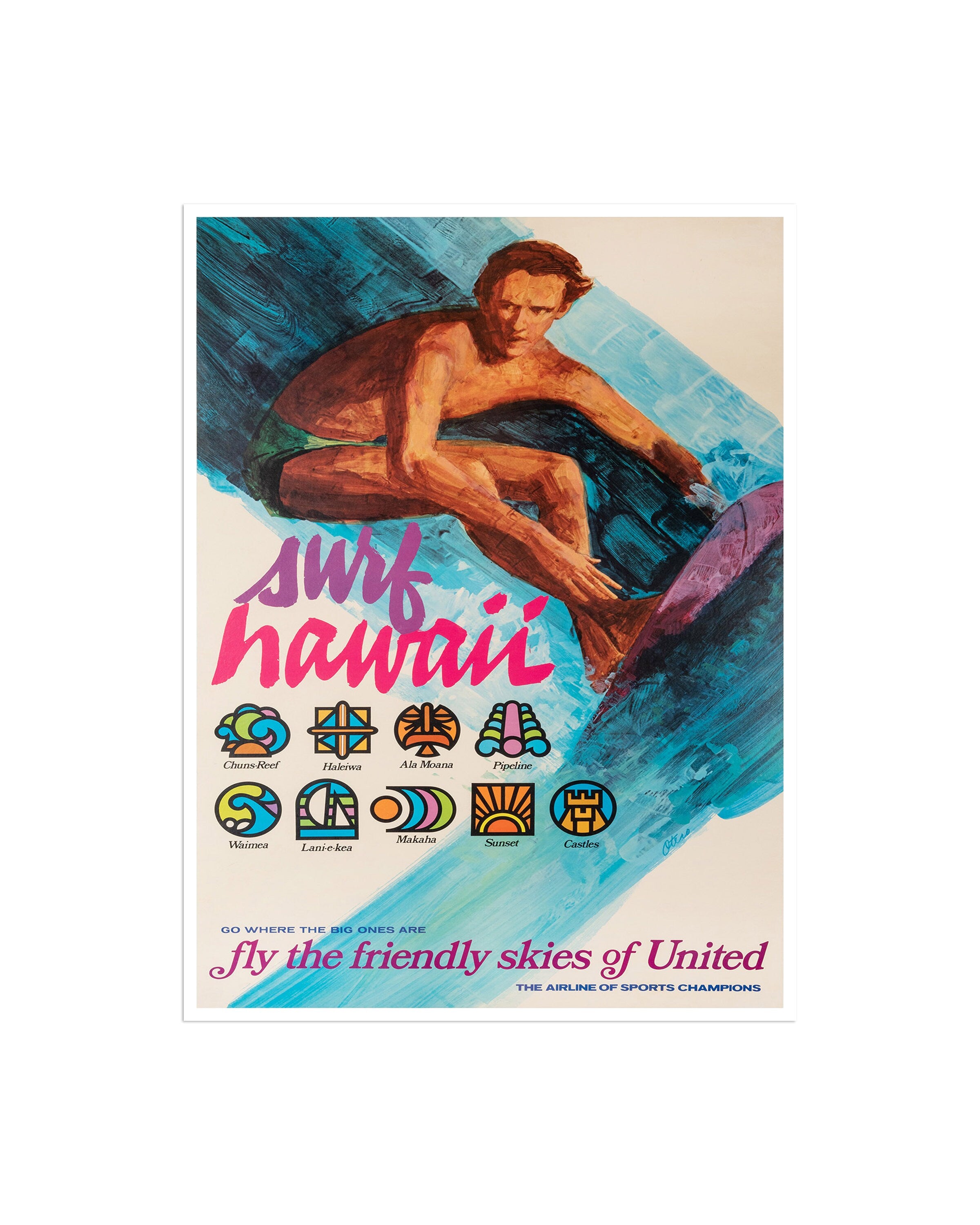 Vintage Hawaii Travel Poster Decor Surfing Art Retro Decor Print (H585)