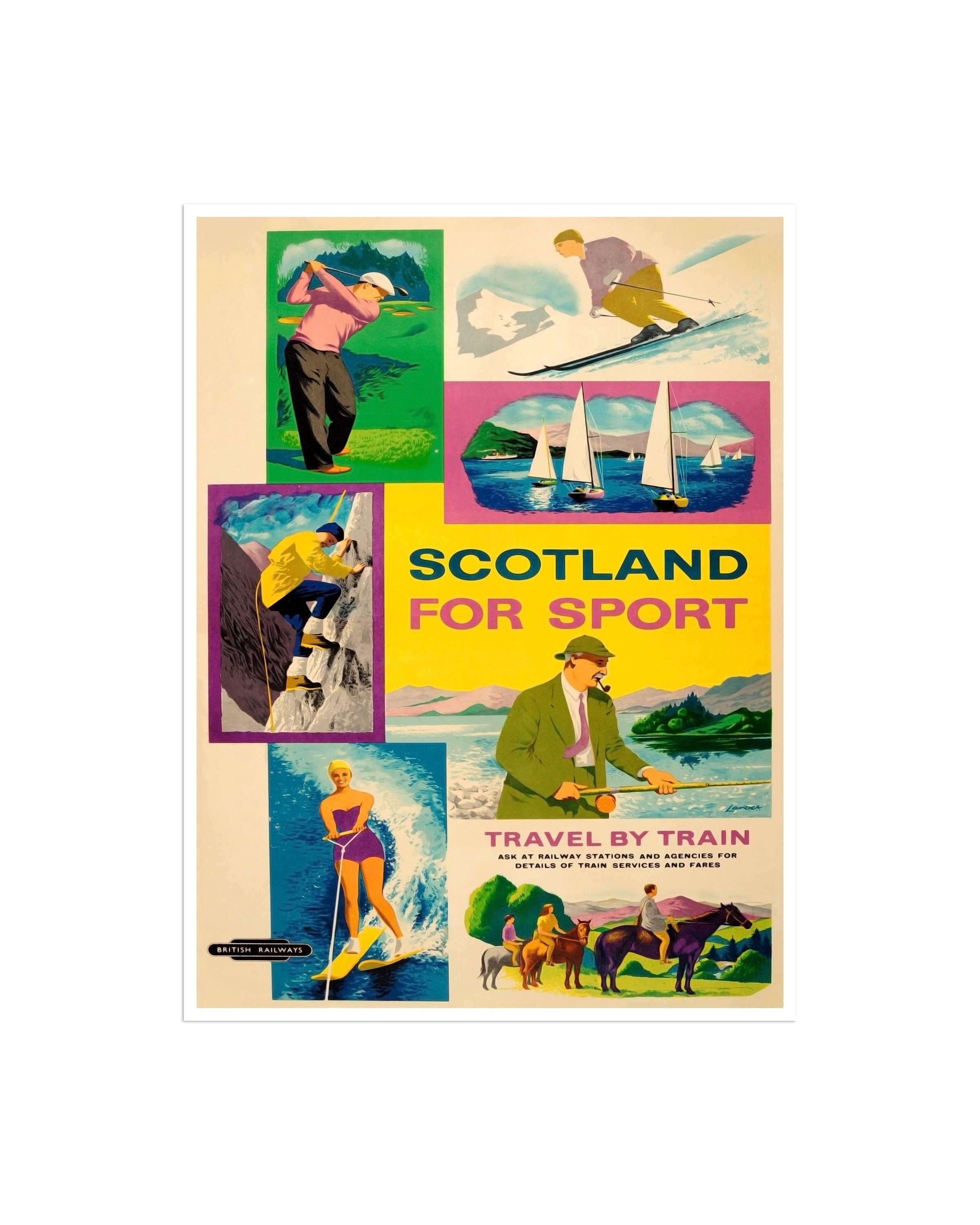Scotland Art Sports Poster Fishing Hunting Print Boating Decor (H640)