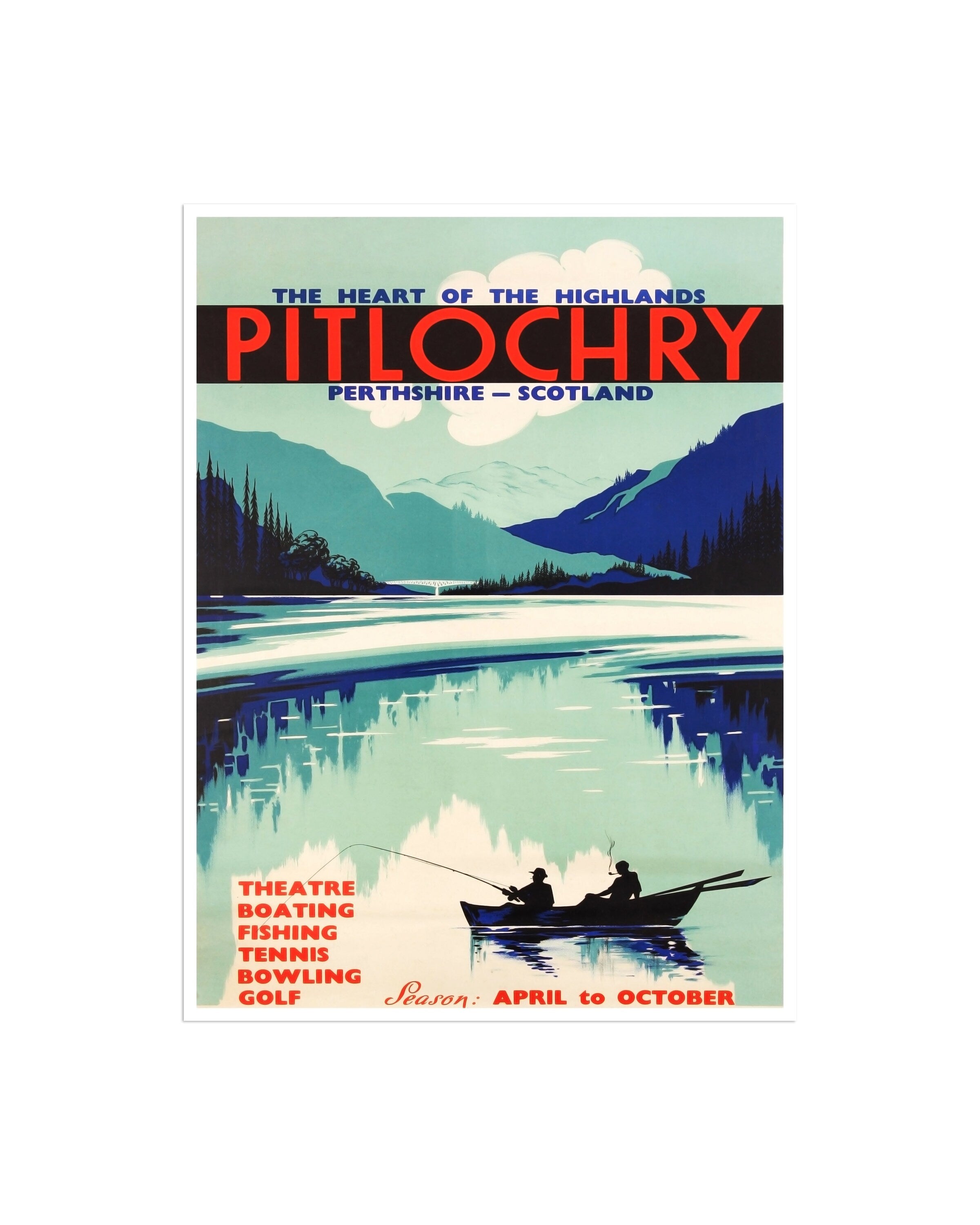 Scotland Poster Fishing Art Hunting Print Boating Sports Decor (H629)