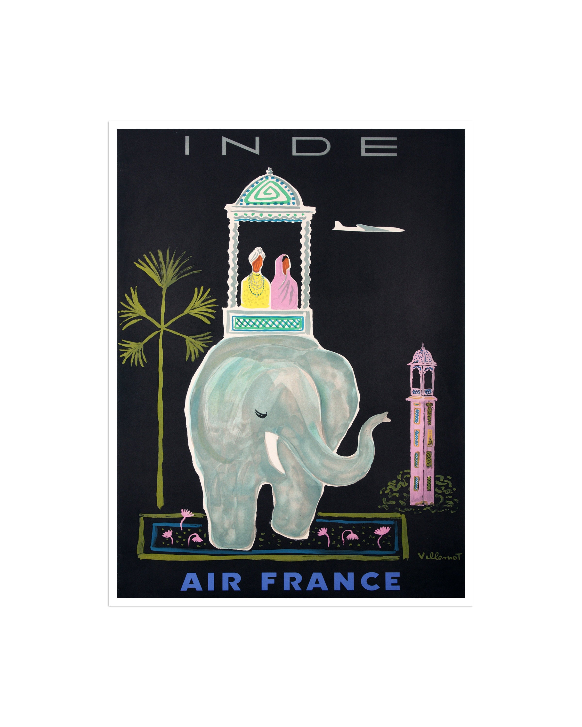 Travel Art India Poster Vintage Elephant Print Wall Decor (XR2202)