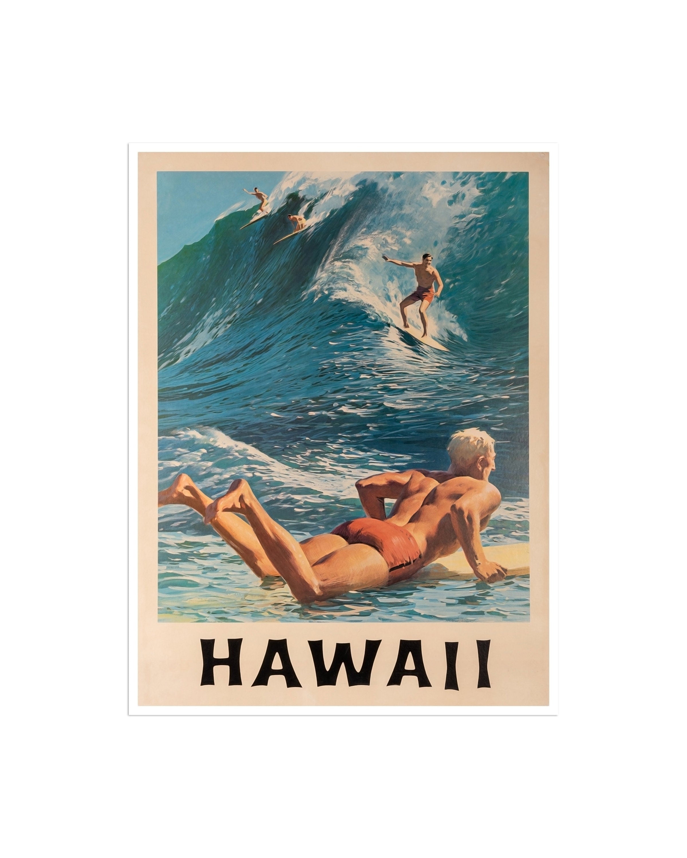Retro Surfing Art Print Hawaii Travel Poster (XR1794)