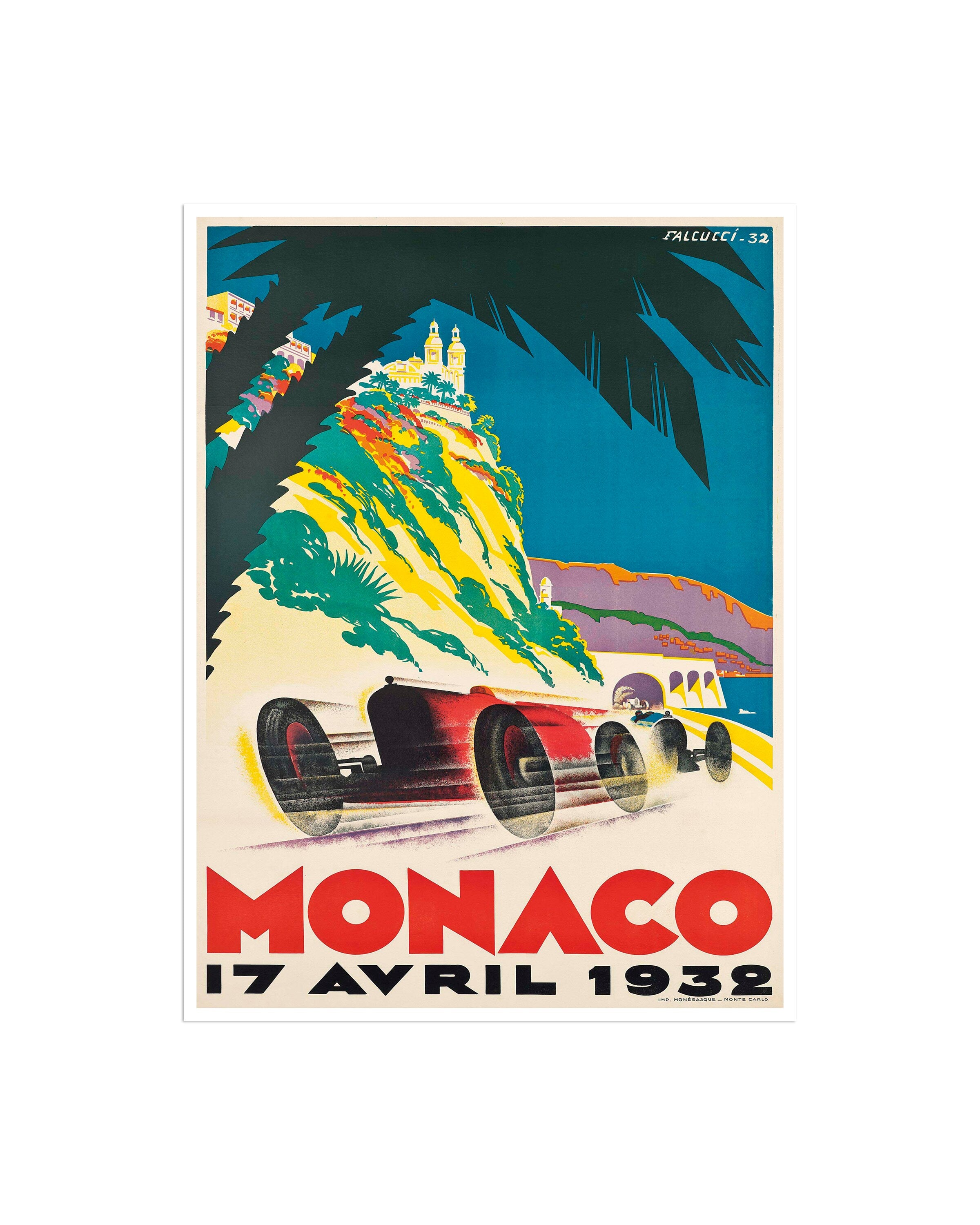 Race Car Art Retro Print Monaco Kids Poster Home Decor (XR2373)