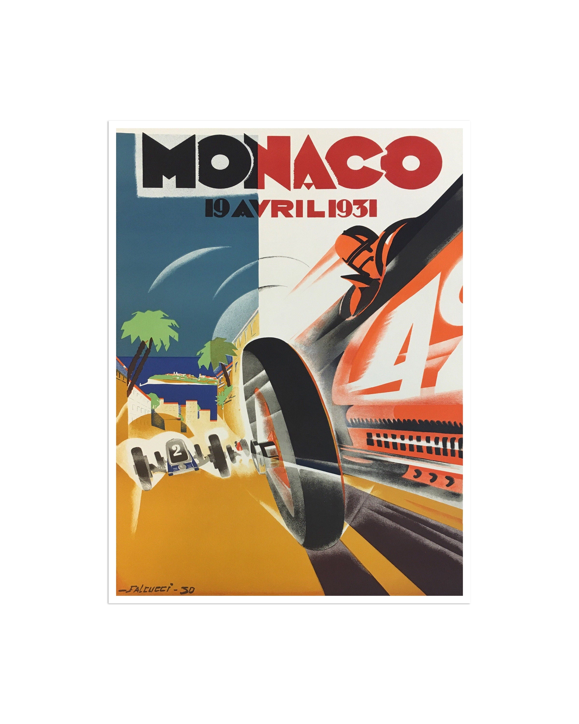 Race Car Art Retro Print Monaco Poster Home Decor (XR2400)