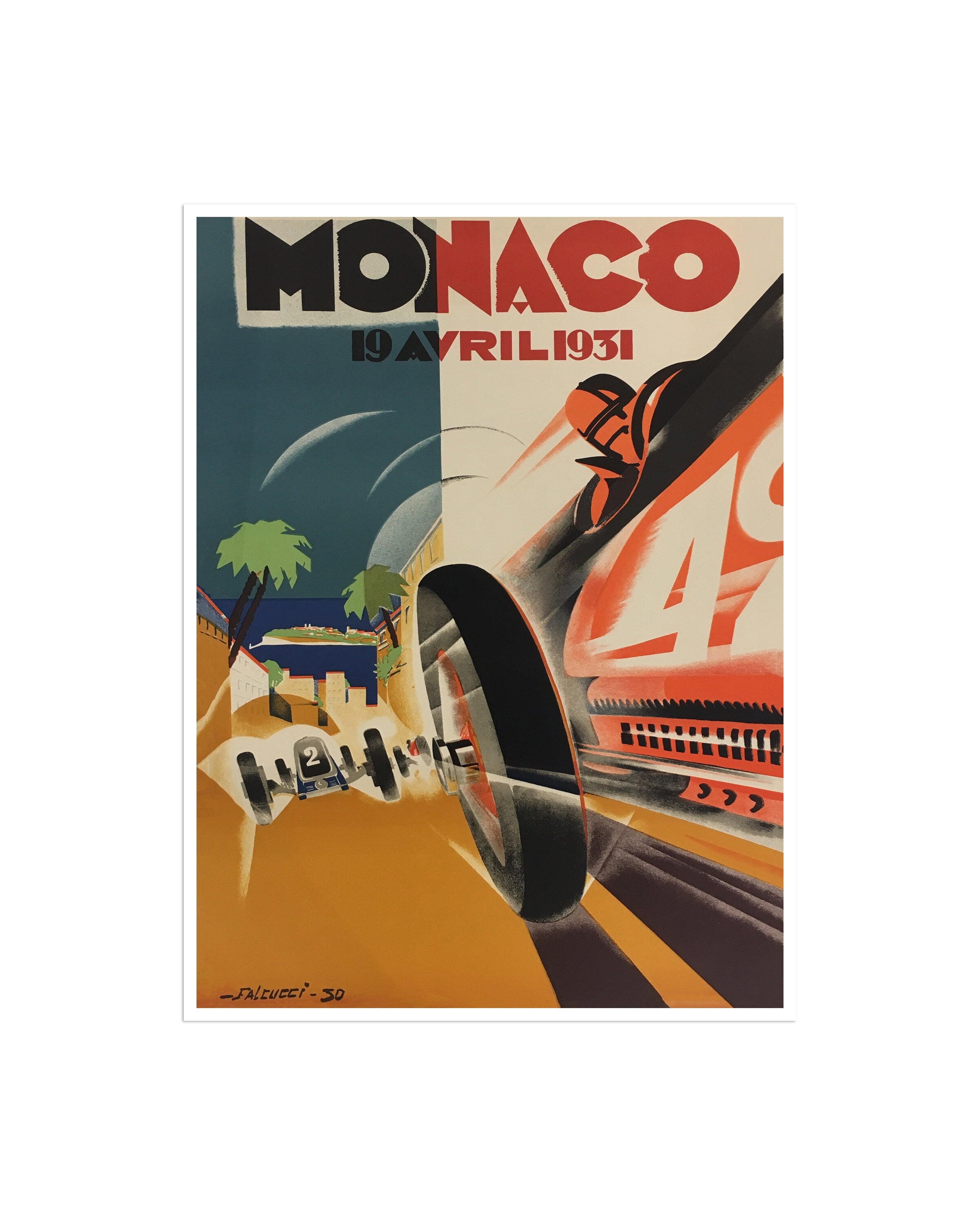 Race Car Poster Monaco Wall Art Sports Decor Retro Decor Print (H715)