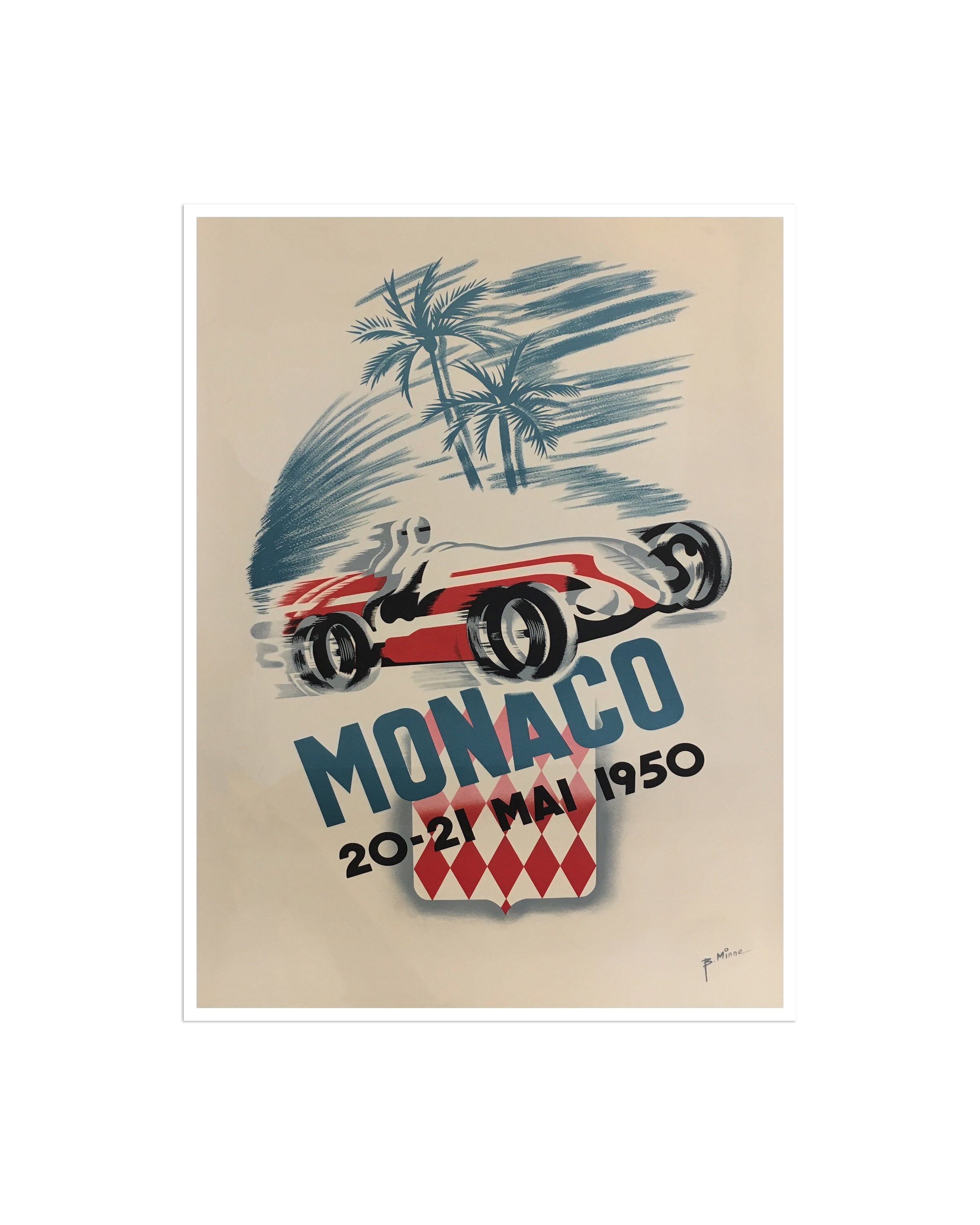 Race Car Art Monaco Wall Decor Sports Print (H714)