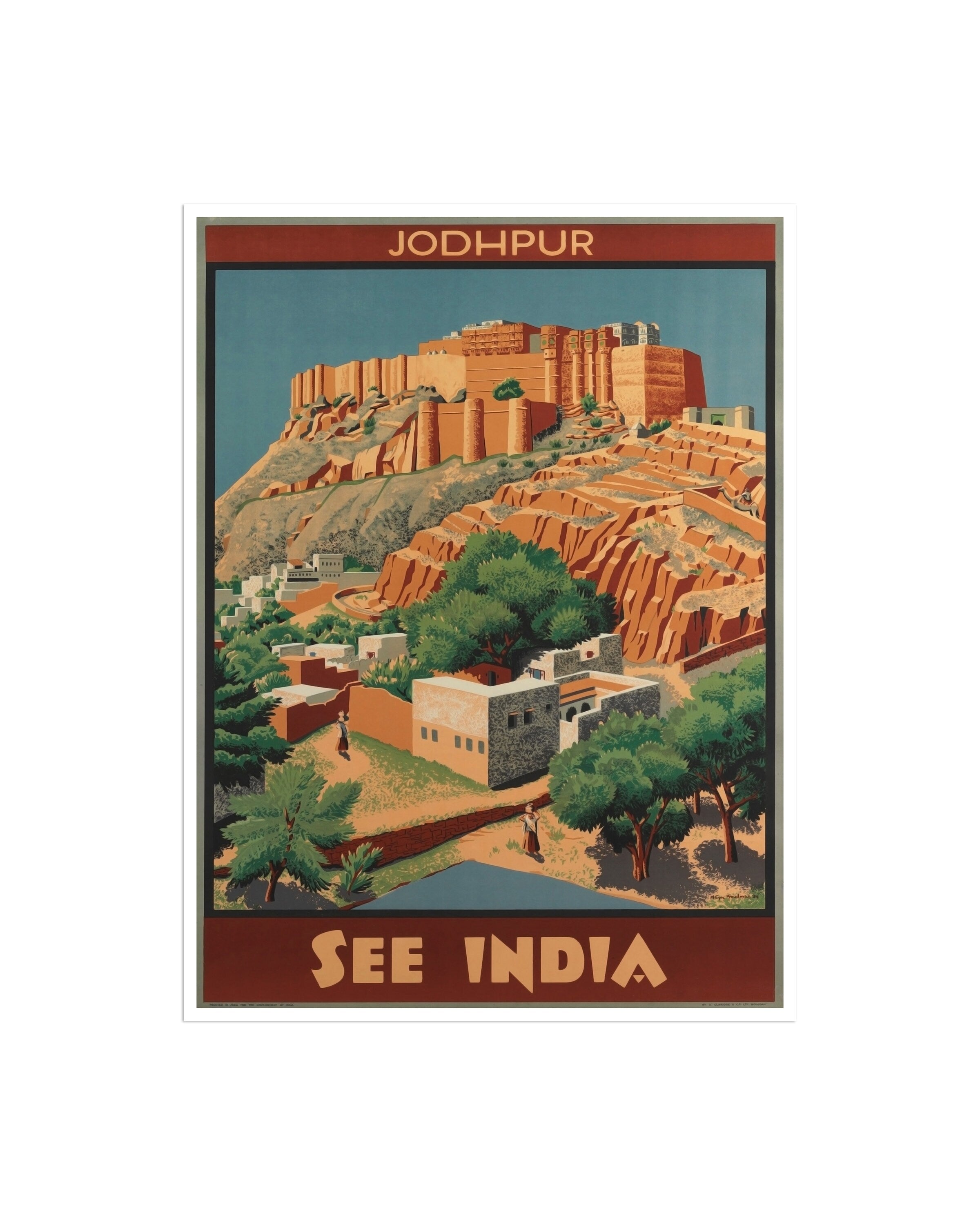 India Art Wall Decor Jodhpur Travel Poster Print Vintage (XR1731)