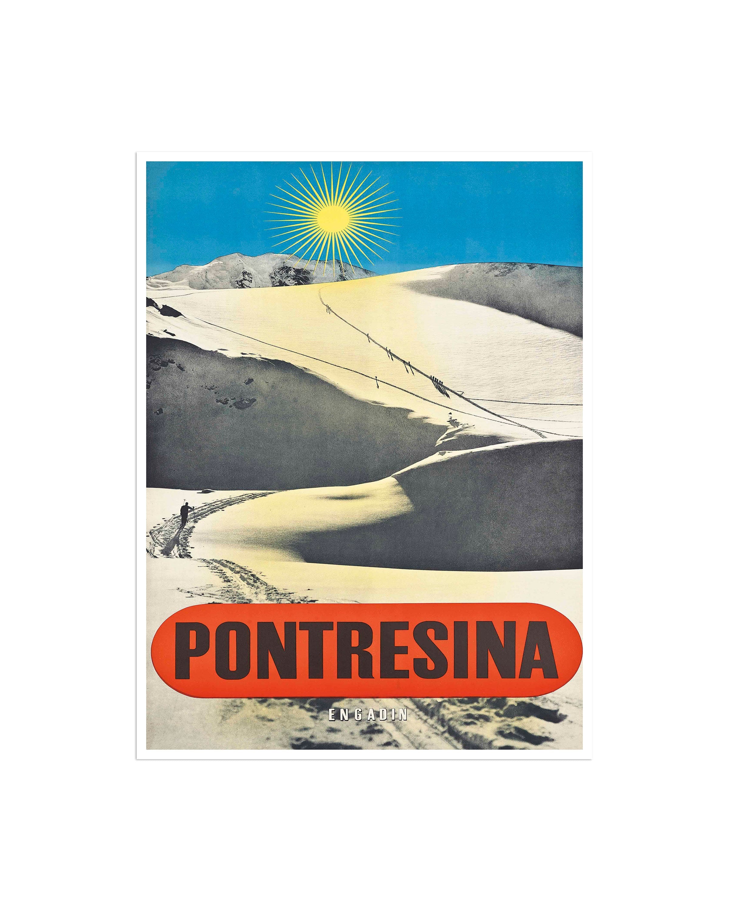Pontresina Art Travel Poster Swiss Retro Ski Decor Print (H738)