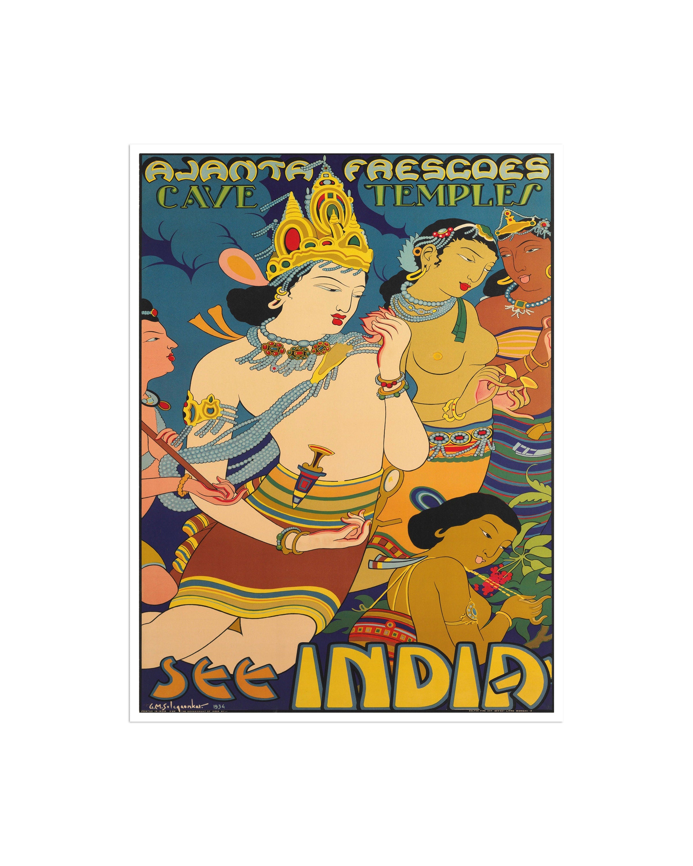 India Art Travel Poster Ajanta Caves Print Home Decor (XR2595)