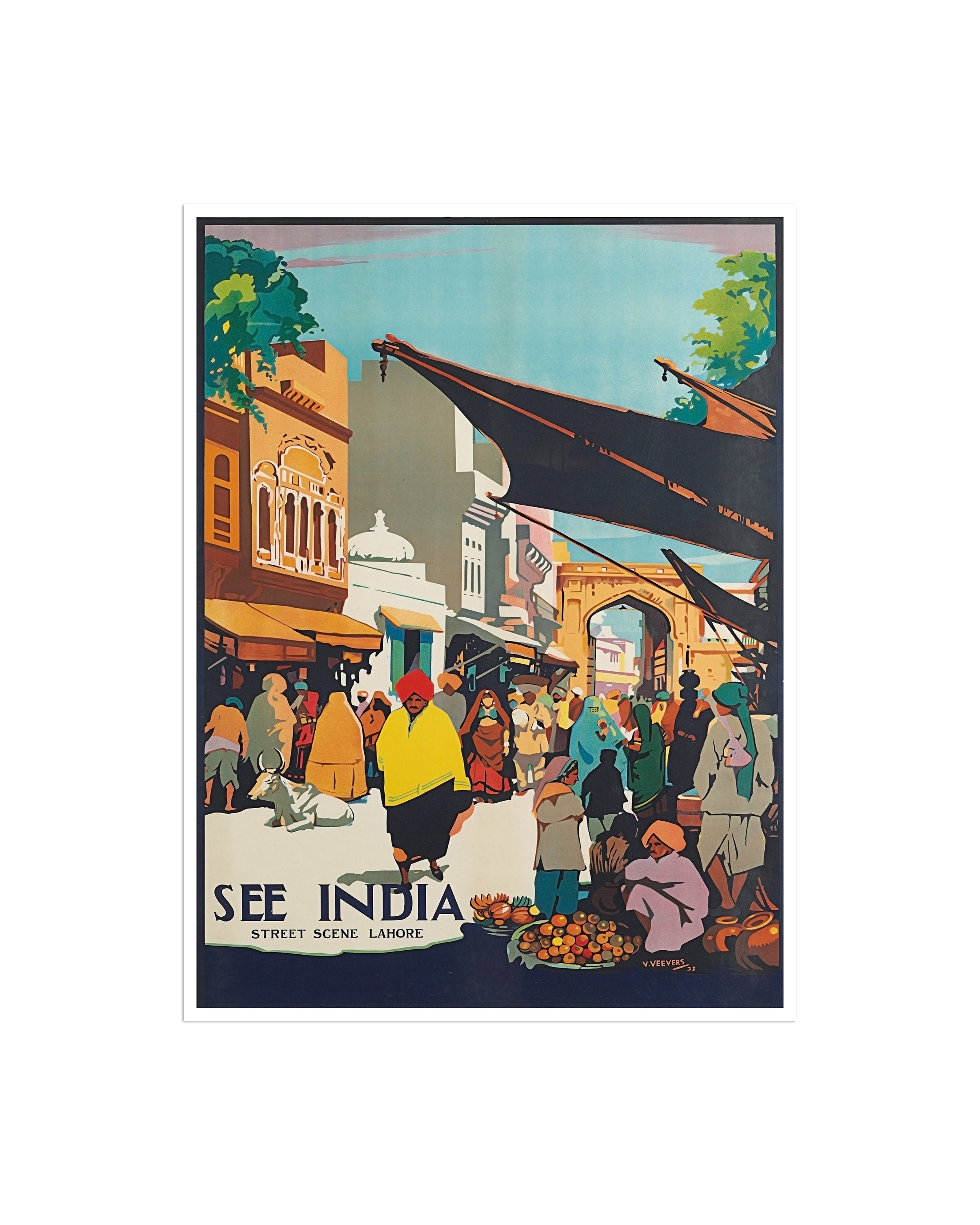 India Travel Art Poster Vintage Lahore Print Wall Decor (XR1538)