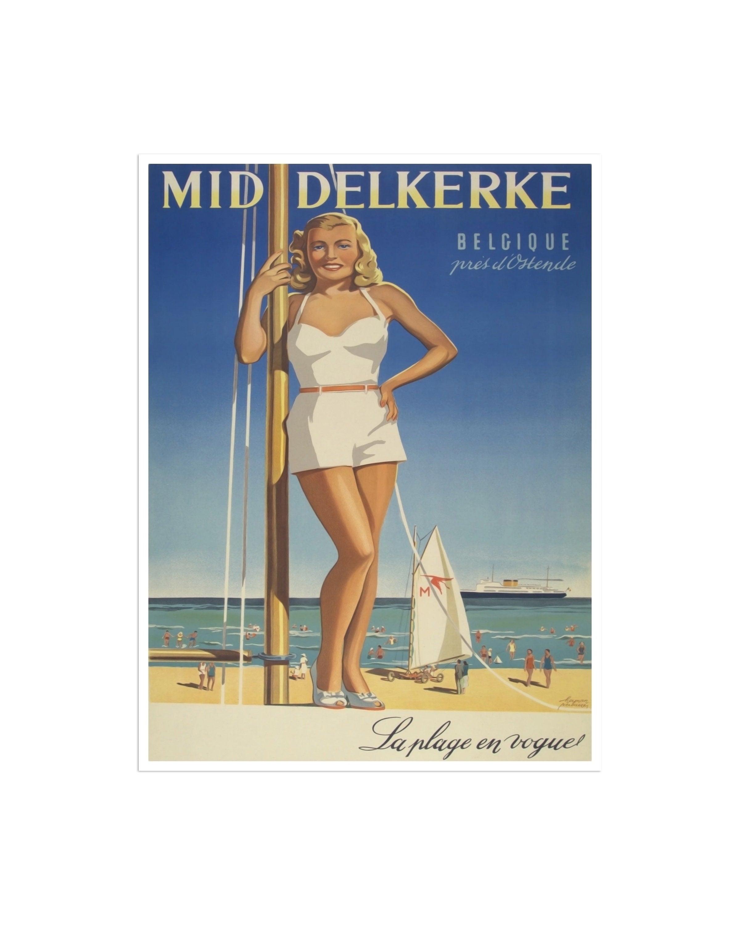 Belgium Art Beach Travel Poster Retro Decor Print (H707)