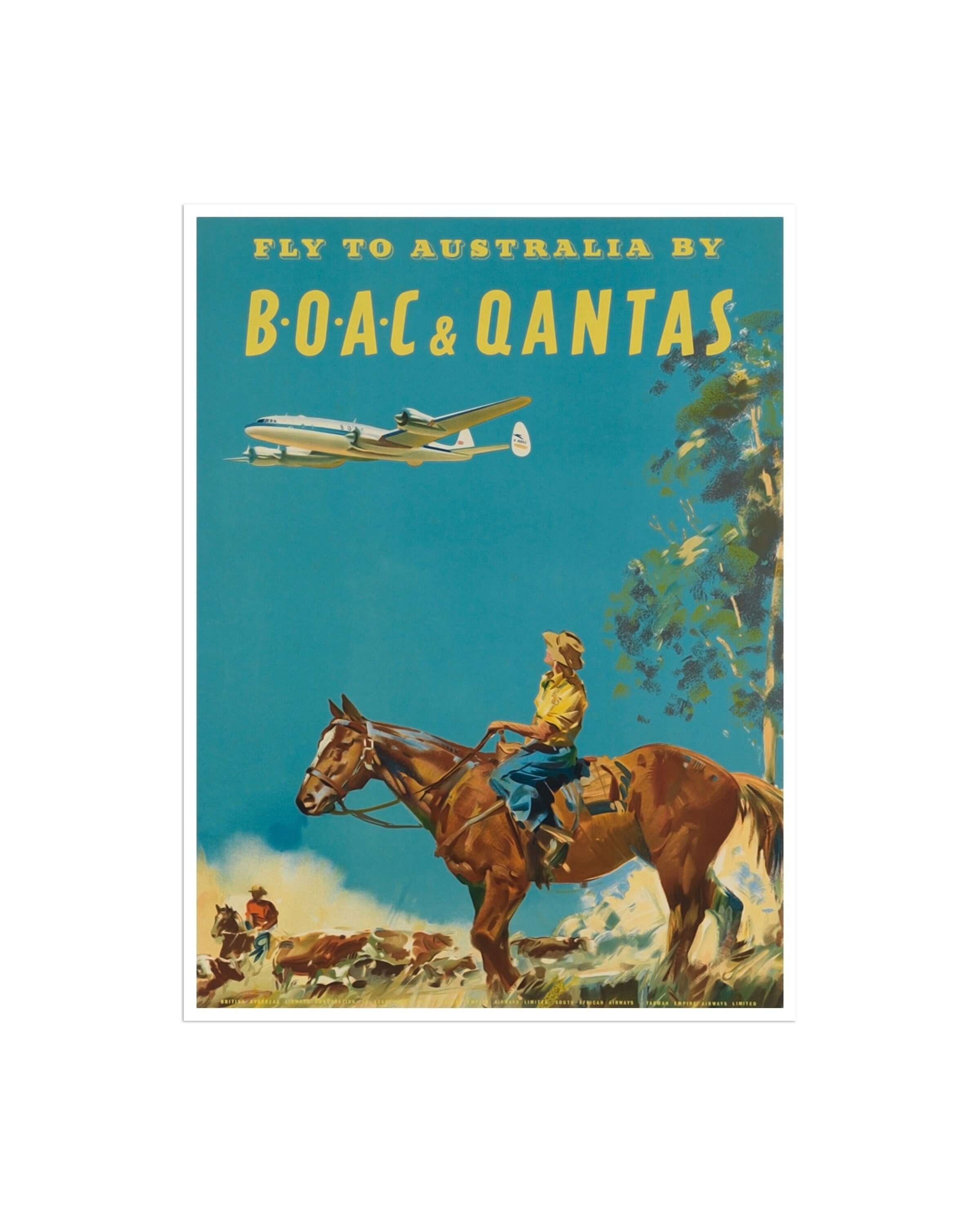 Australia Wall Art Travel Poster Horse Riding Vintage (H756)
