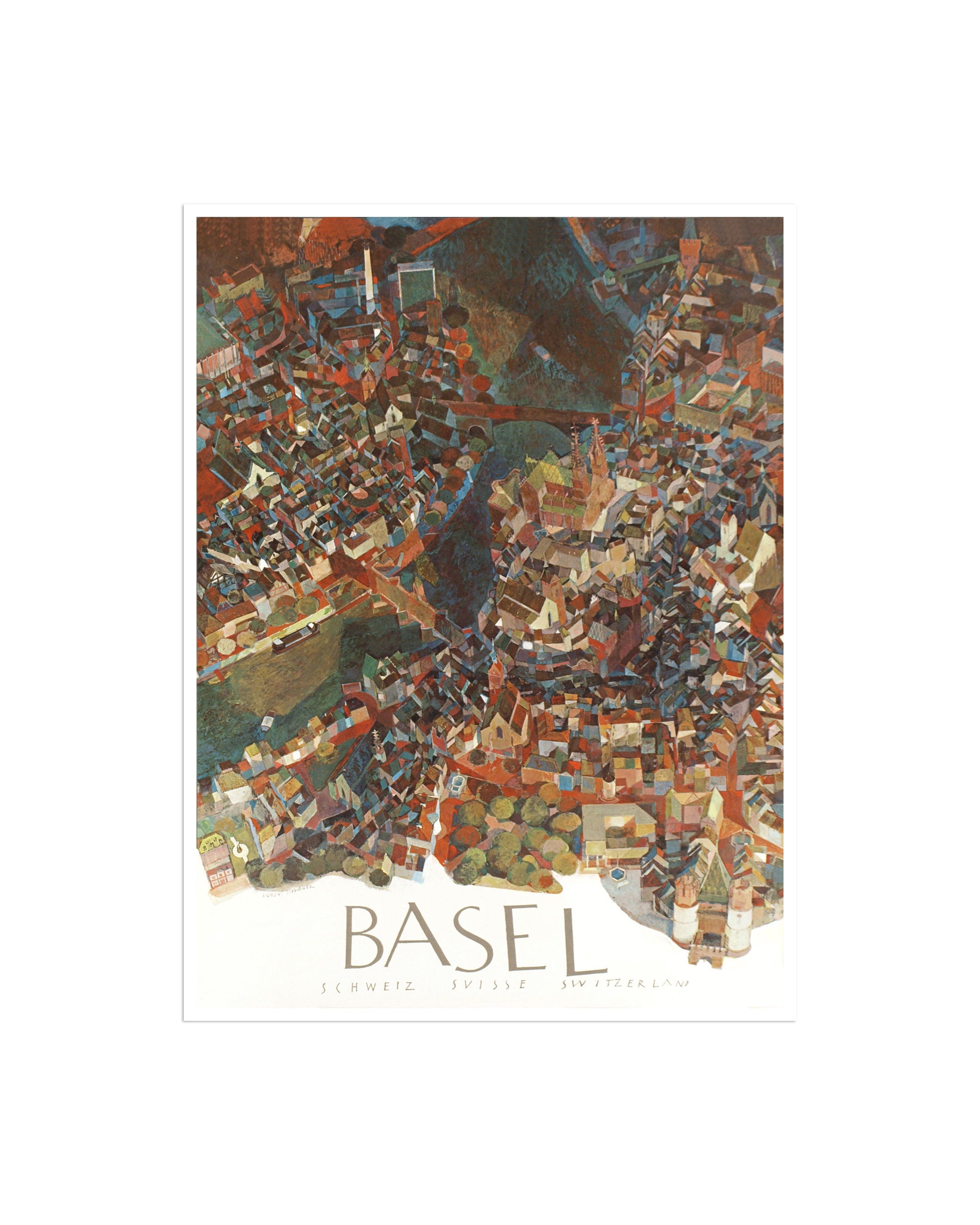 Basel Poster Swiss Travel Decor Switzerland Art Retro Print (XR2621)