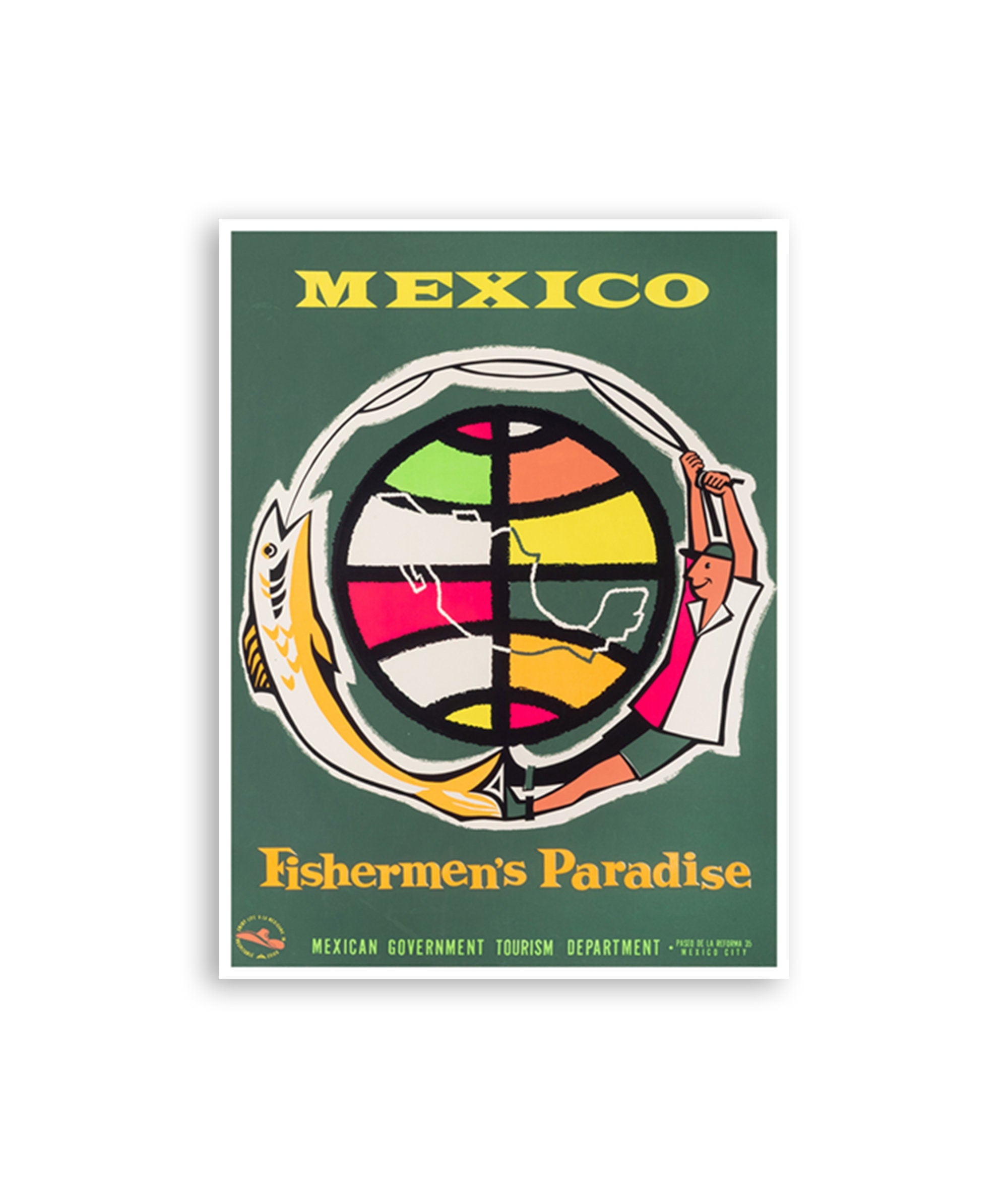 Mexico Travel Poster Retro Fishing Wall Art Print (H805)